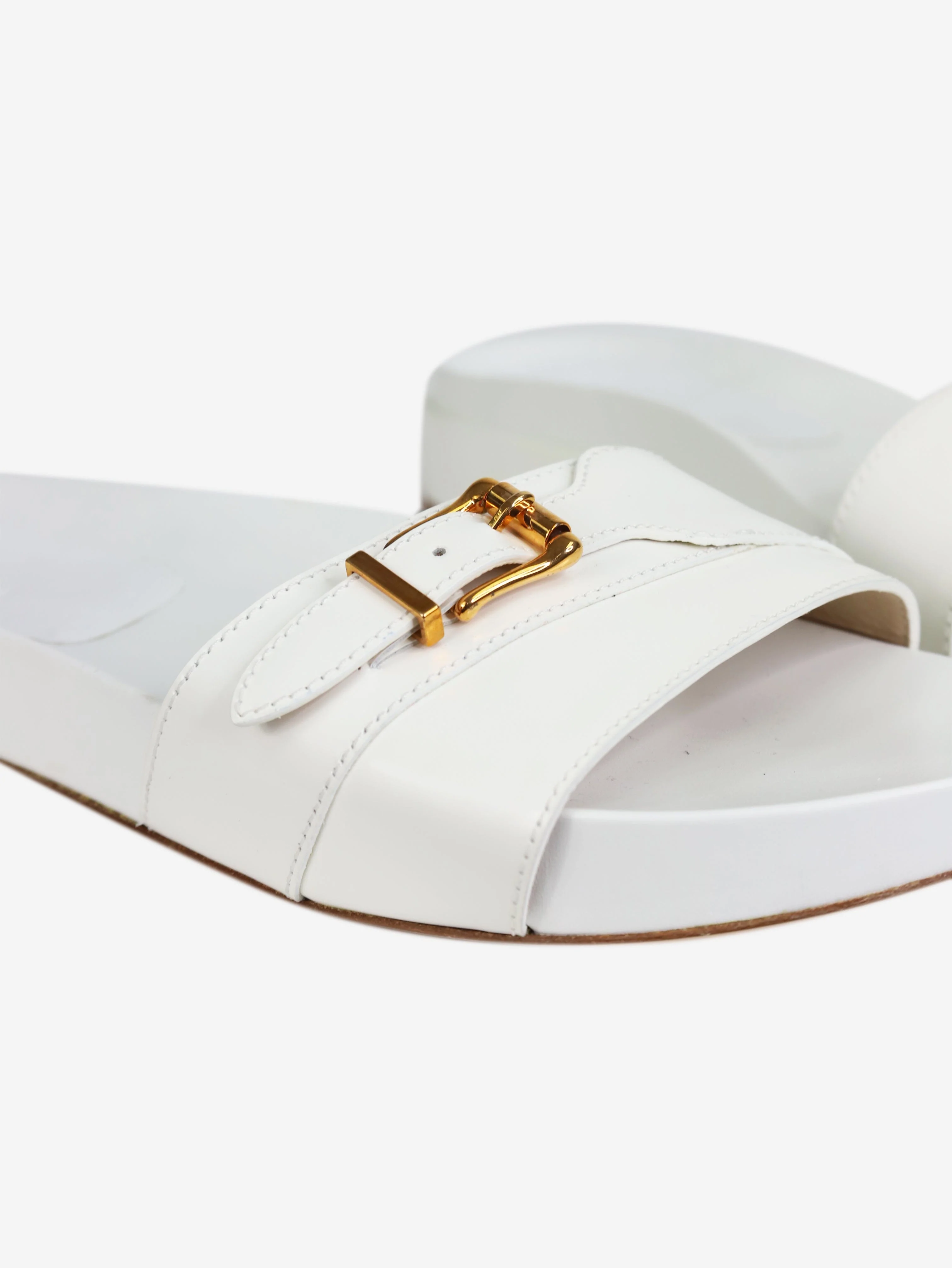 White leather buckled flat sandals - size EU 42 - Image 5