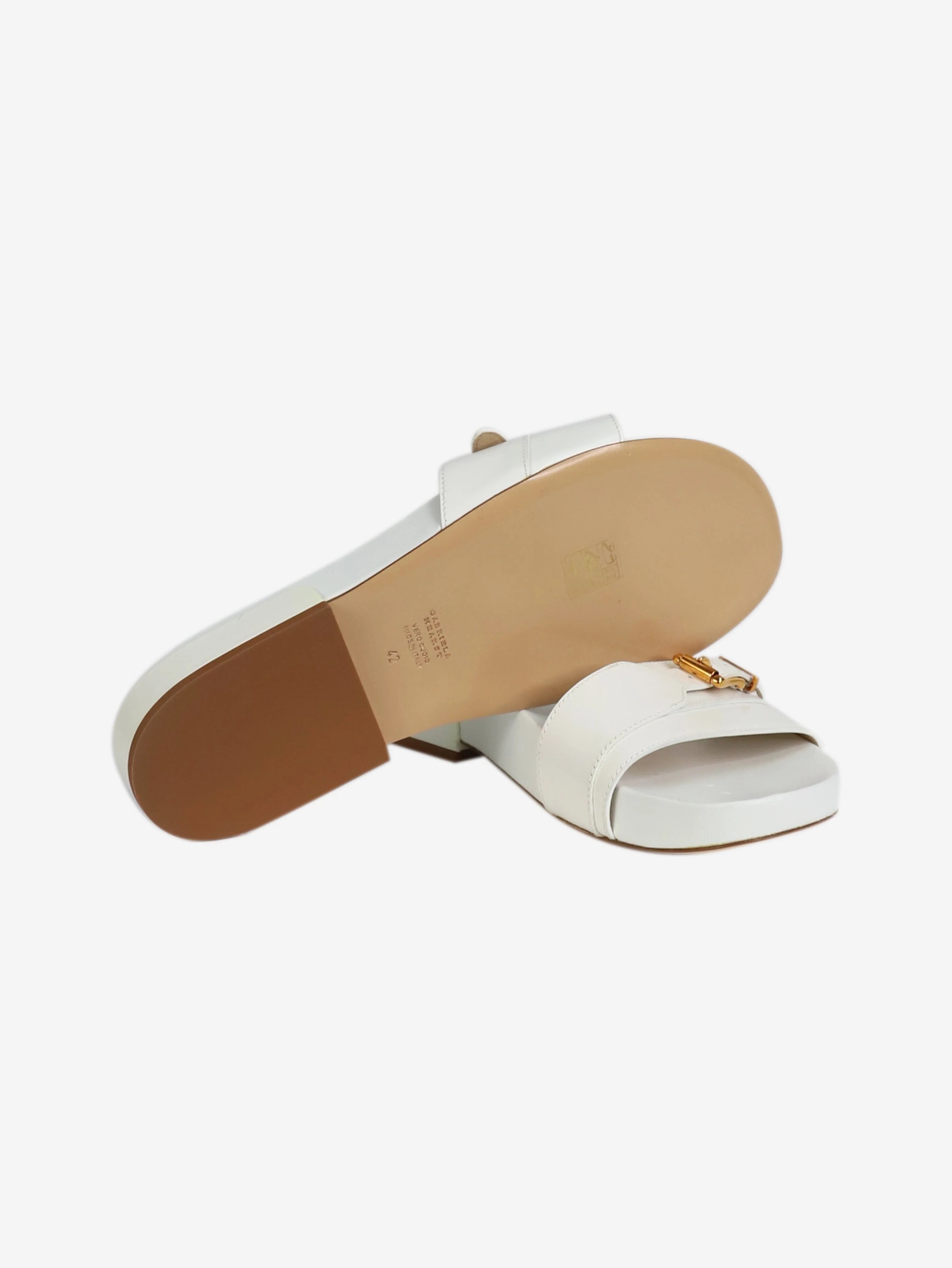 White leather buckled flat sandals - size EU 42 - Image 6