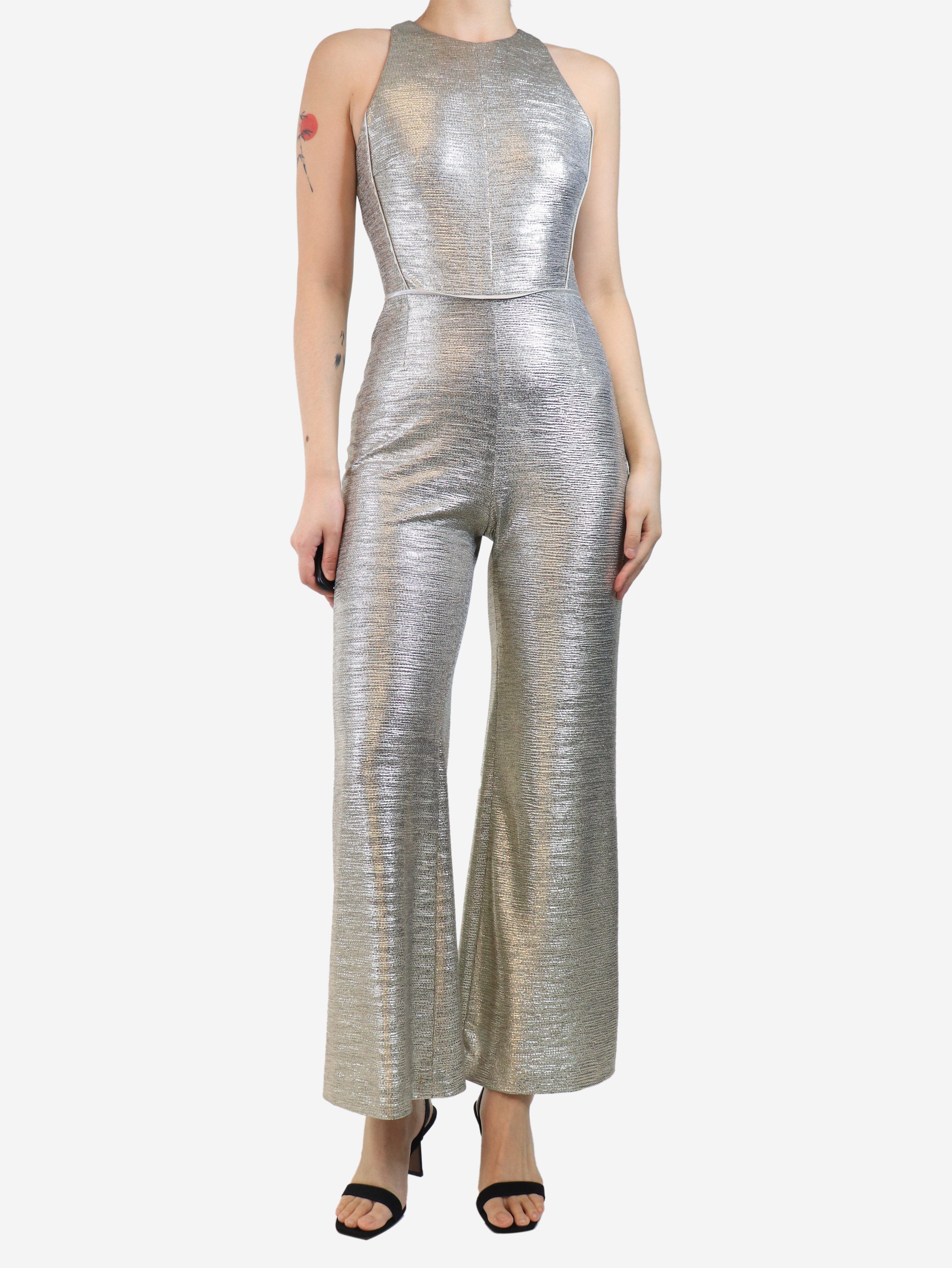 Gold lurex jumpsuit - size UK 10 - Image 3