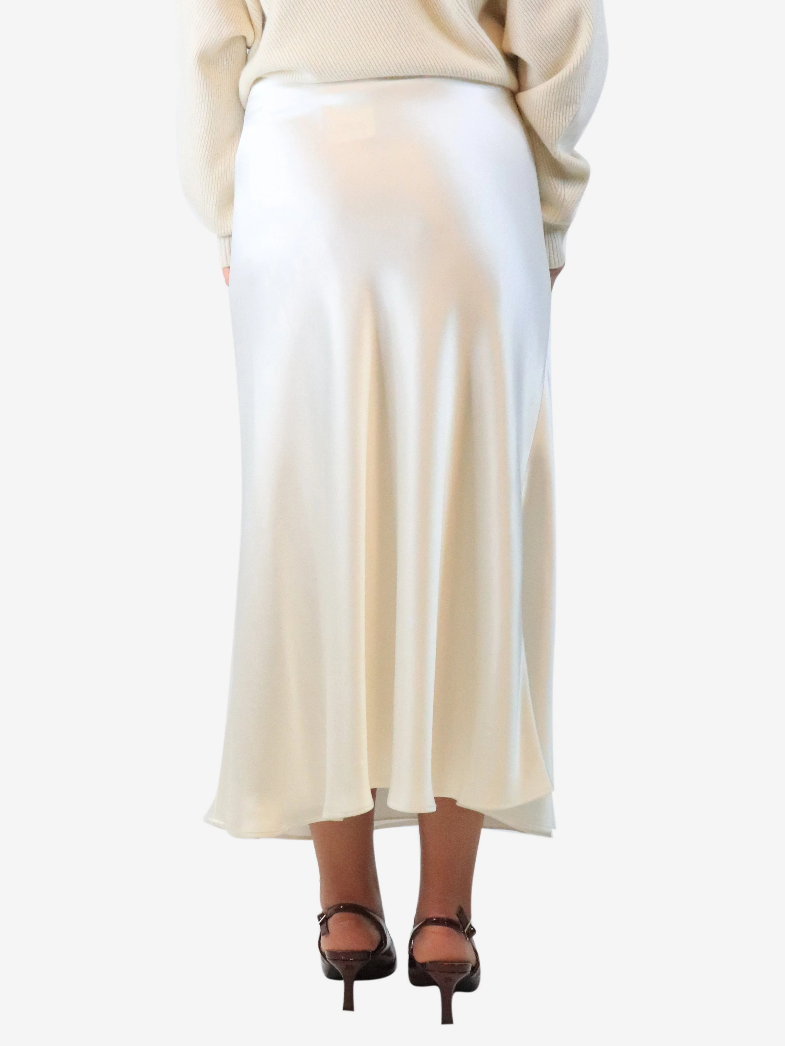 White satin midi skirt - size UK 12 - Image 3