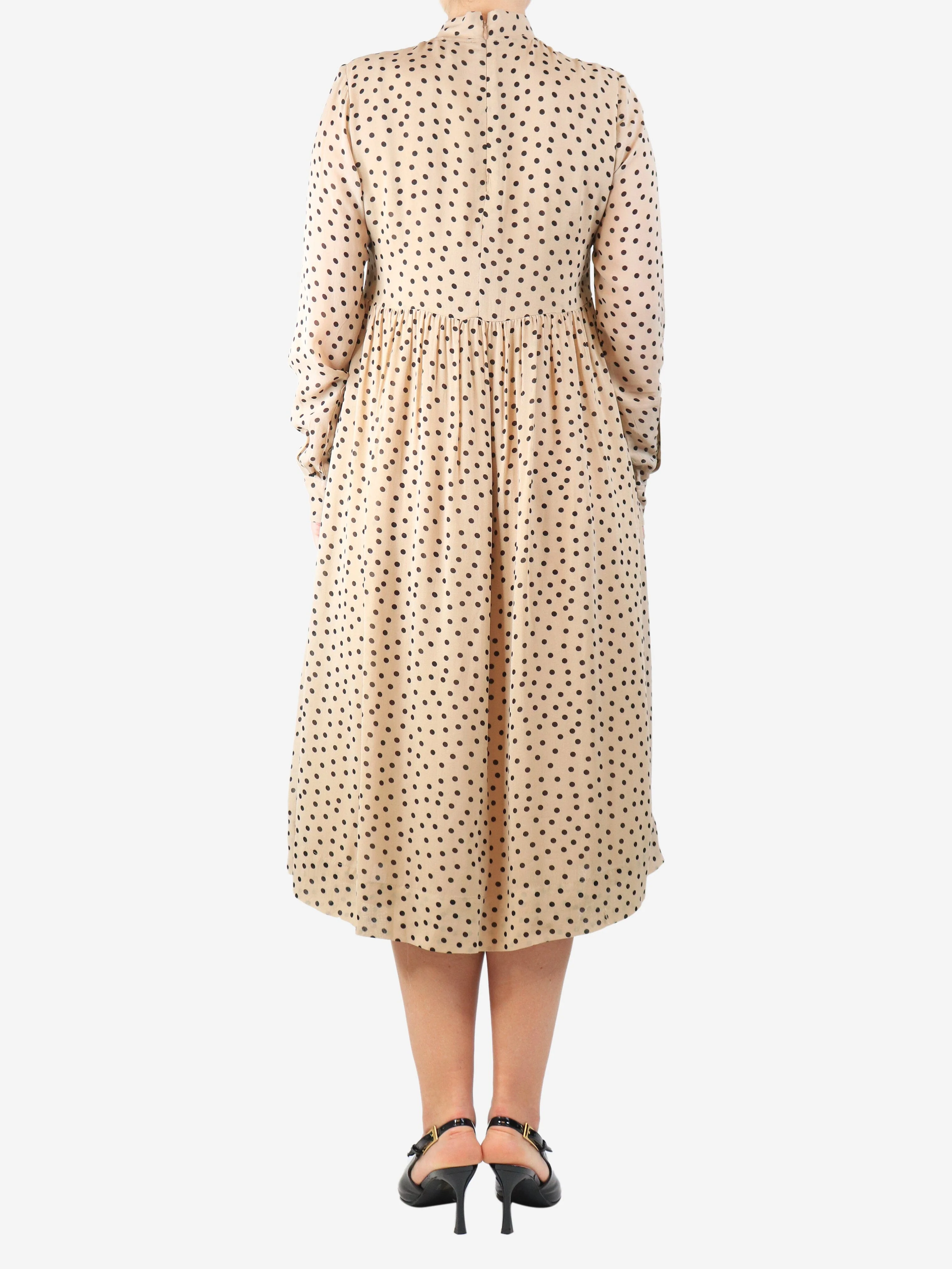 Beige polka dot midi dress - size - Image 2