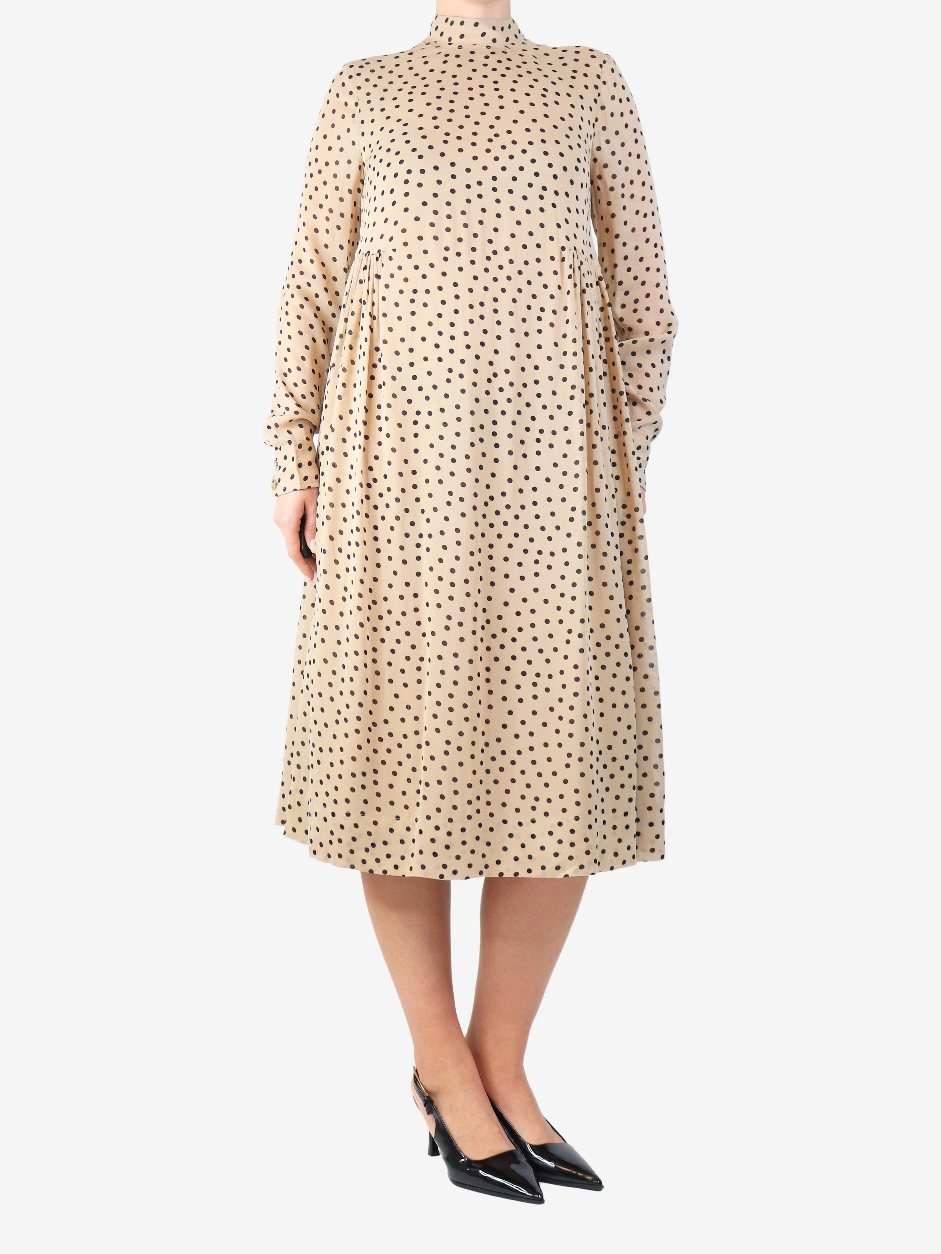 Beige polka dot midi dress - size - Image 3