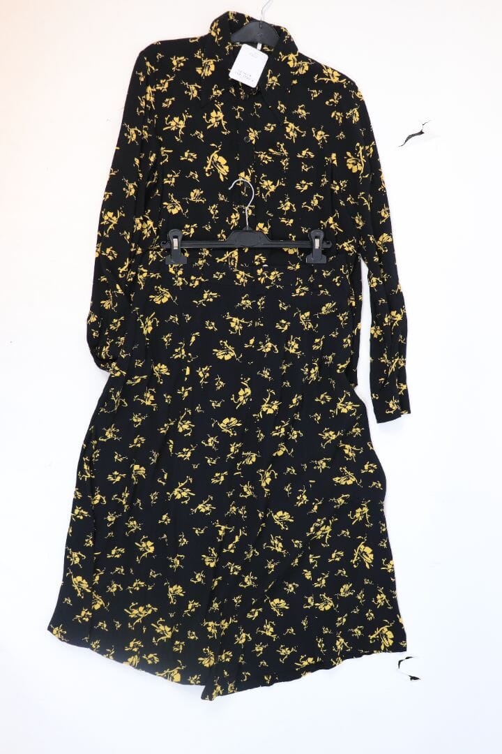 Black and yellow floral printed shirt and midi skirt top - size UK 12 - Image 4