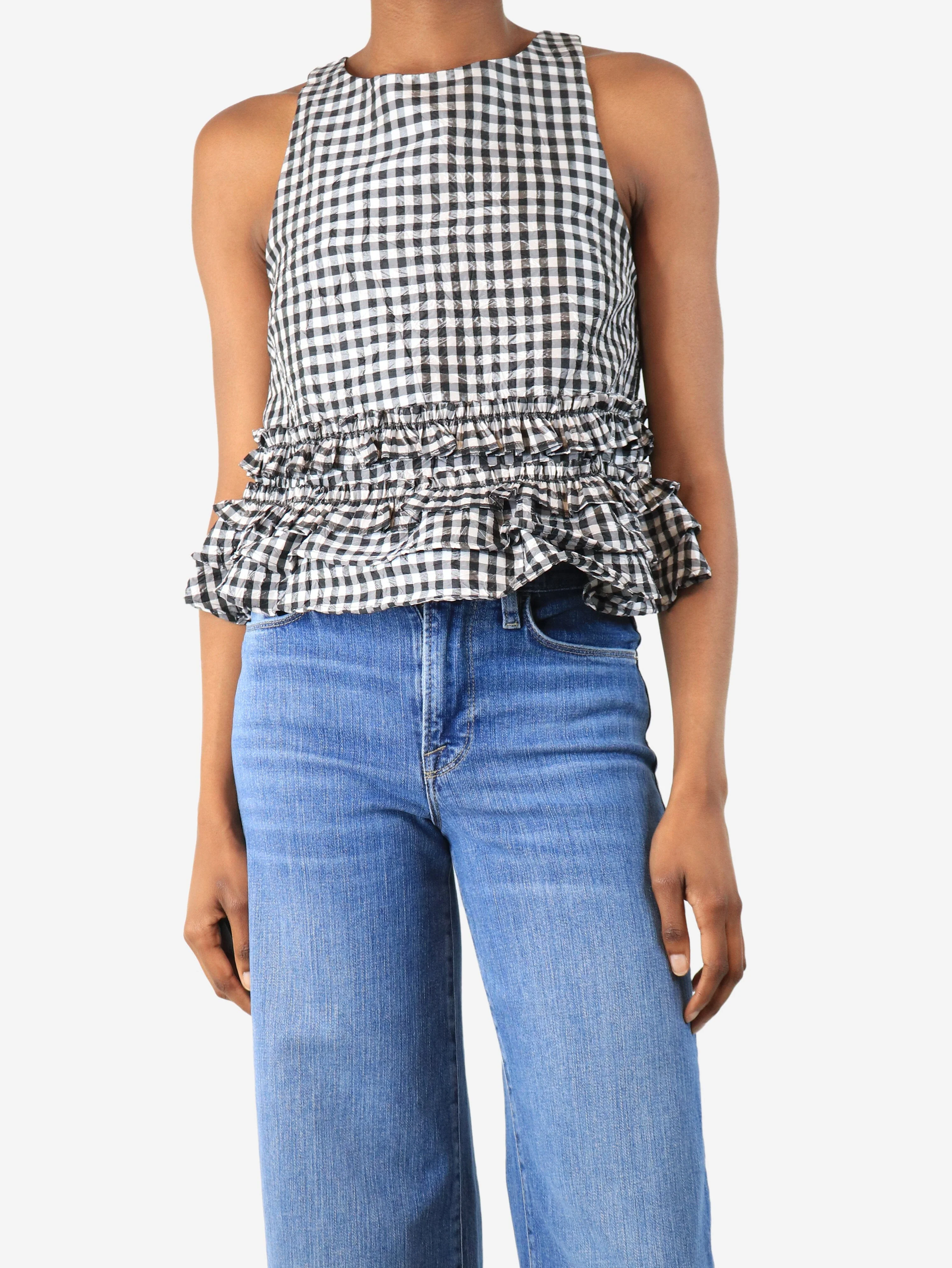 Black gingham top - size UK 6