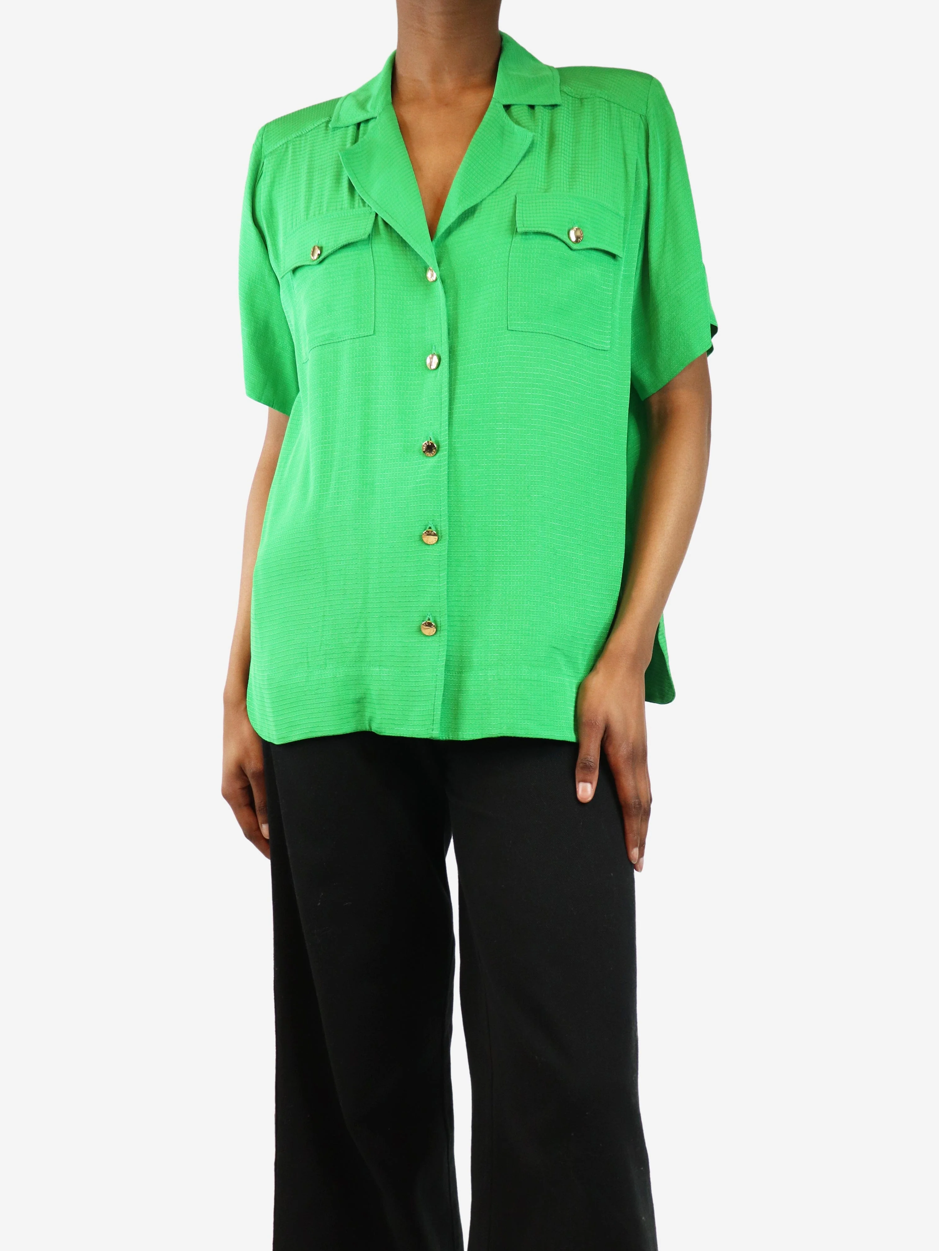Green short-sleeved ripstop pocket shirt - size UK 6 - Image 3
