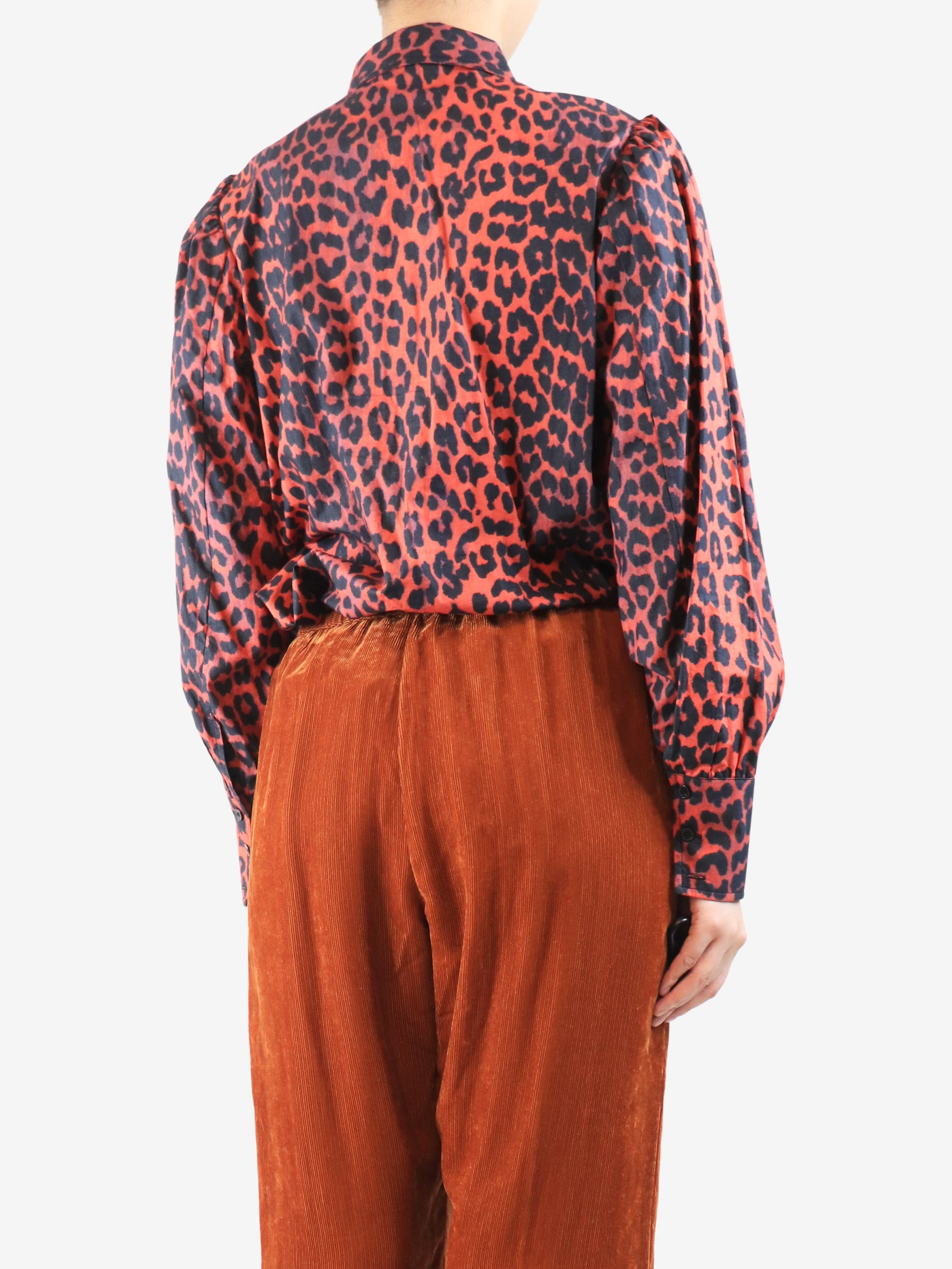Red leopard print blouse - size UK 12 - Image 2