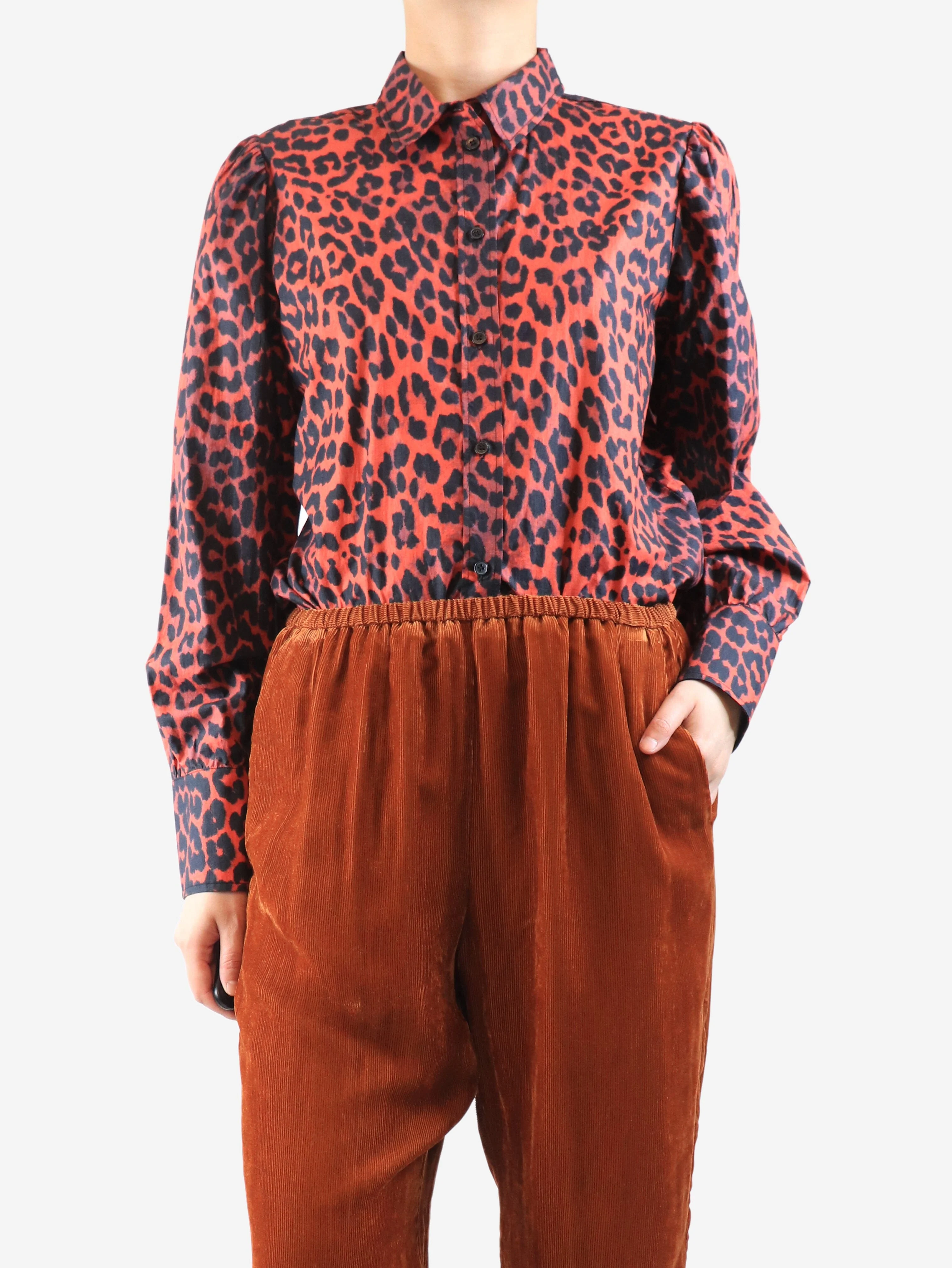 Red leopard print blouse - size UK 12 - Image 3