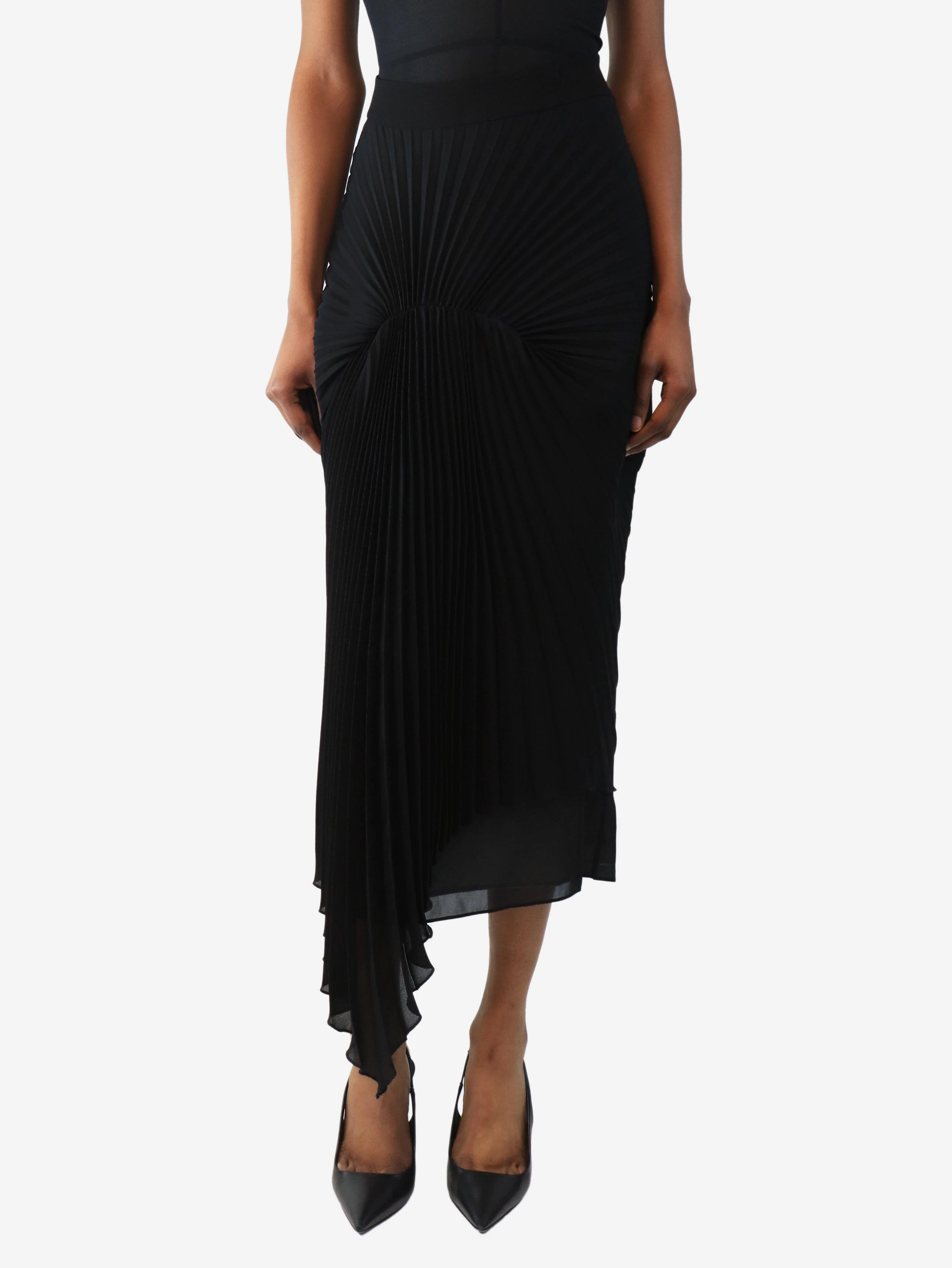 Black pleated sheer skirt - size UK 10