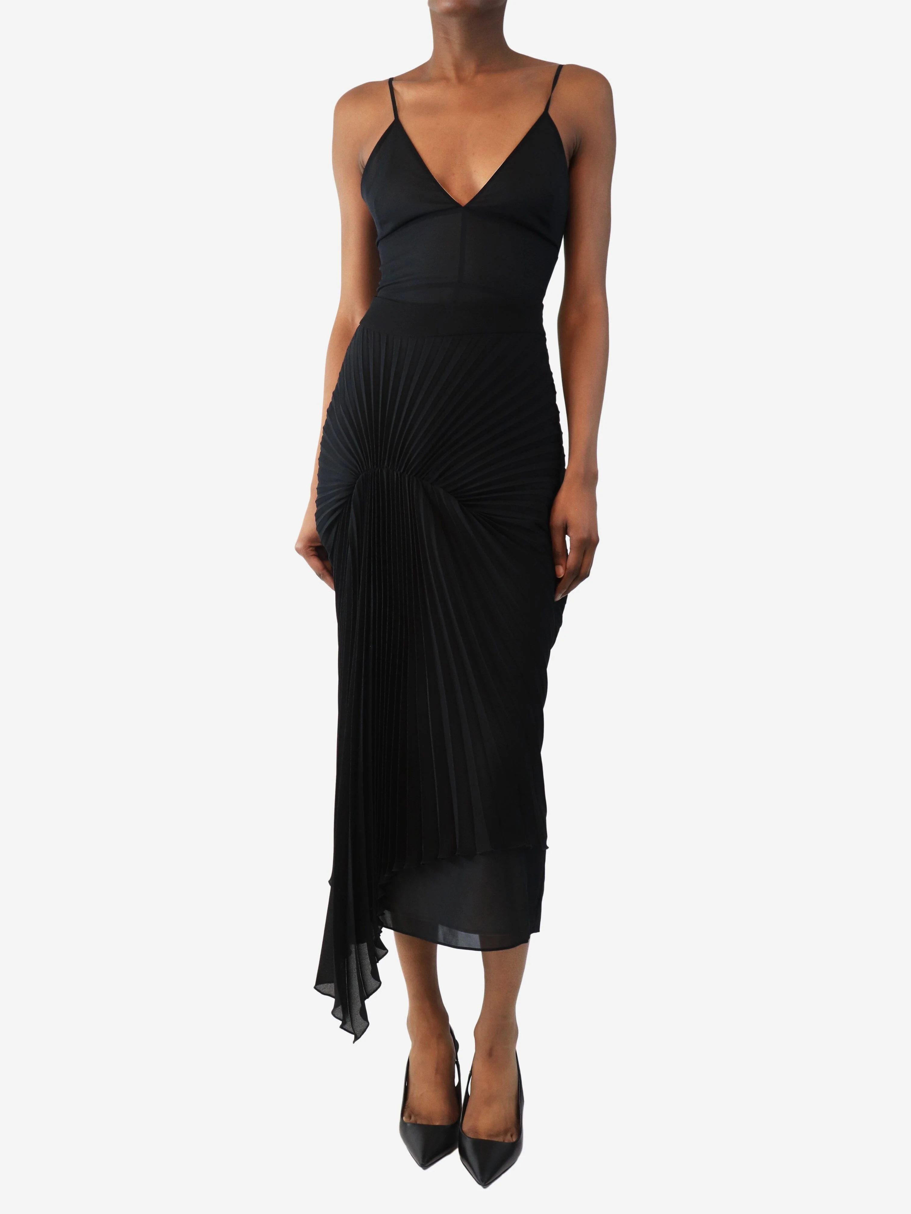 Black pleated sheer skirt - size UK 10 - Image 2