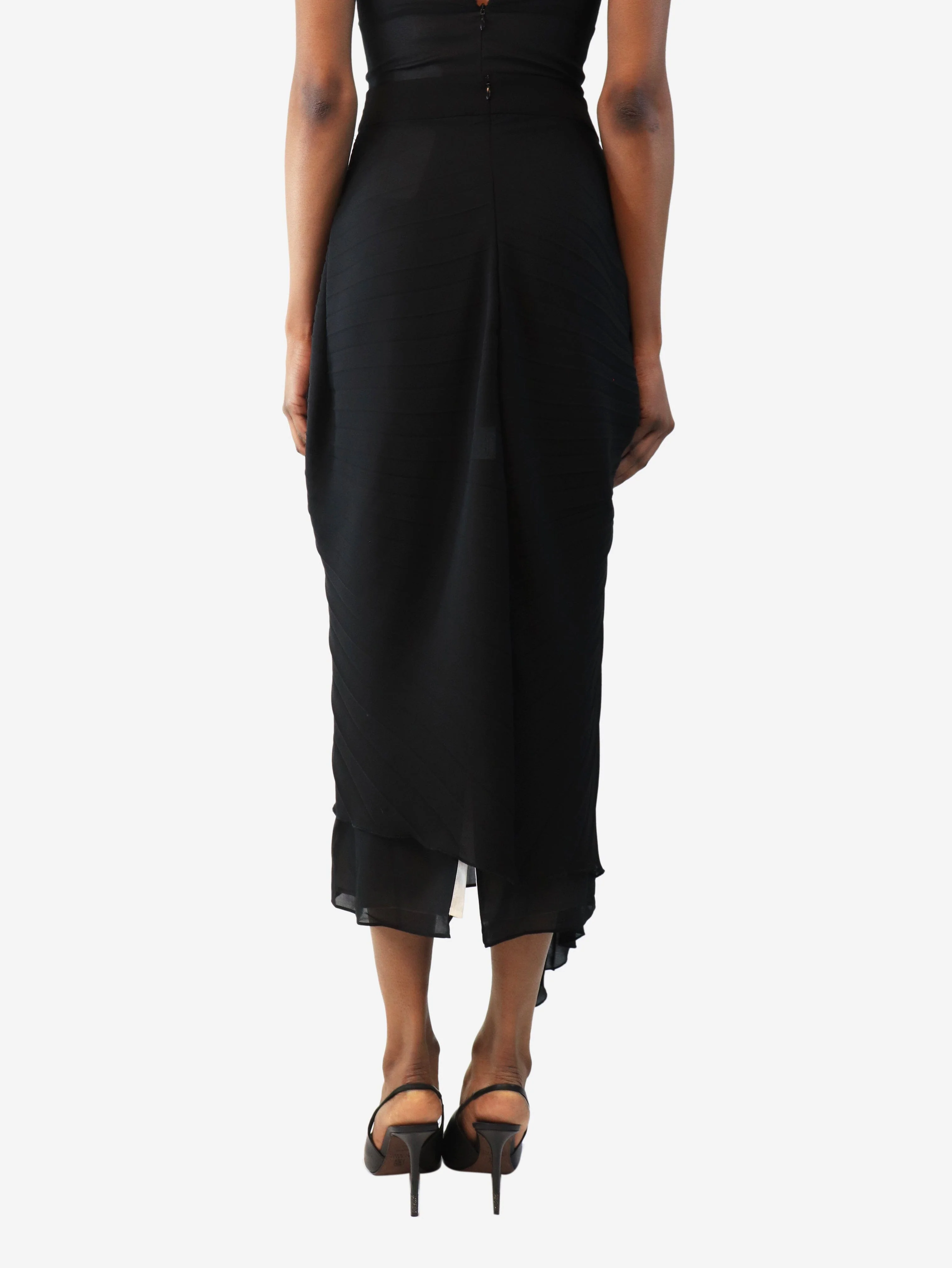 Black pleated sheer skirt - size UK 10 - Image 3