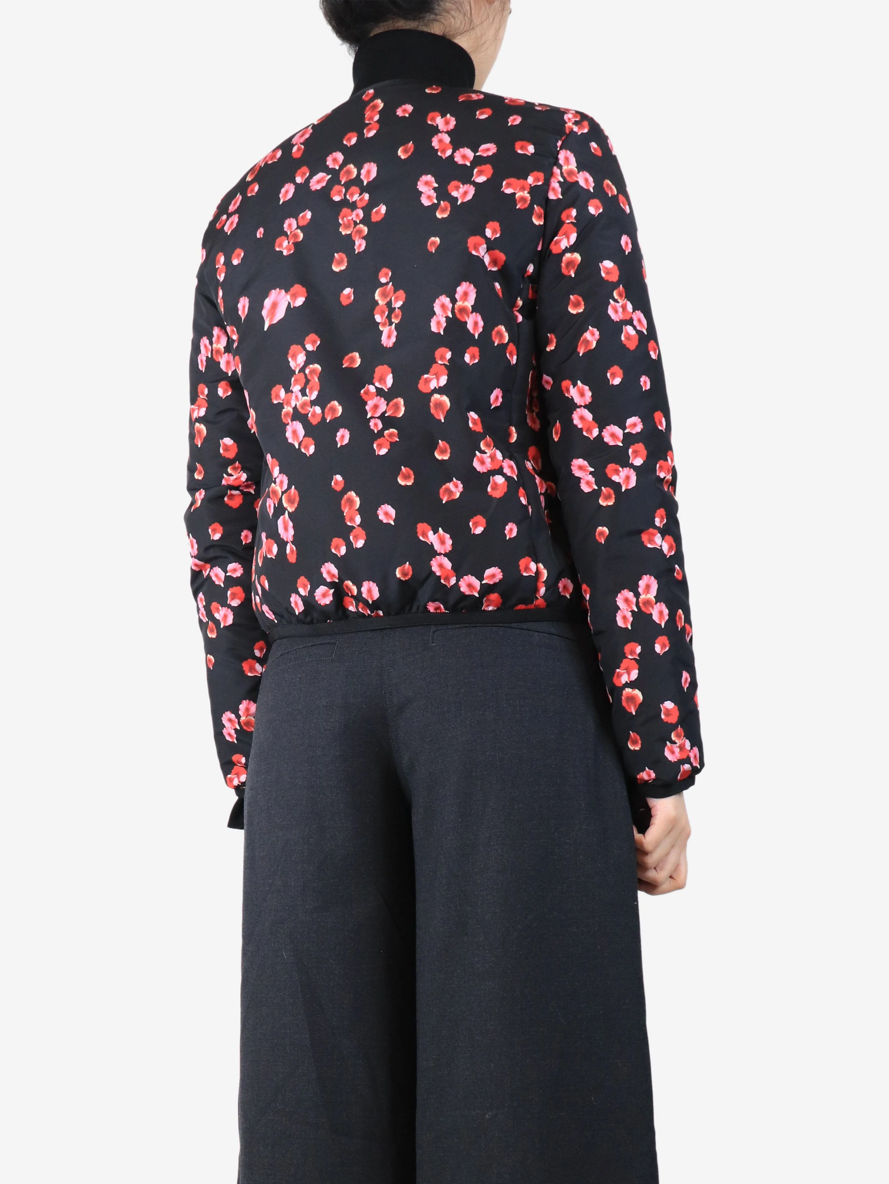 Black floral padded jacket - size UK 8 - Image 2