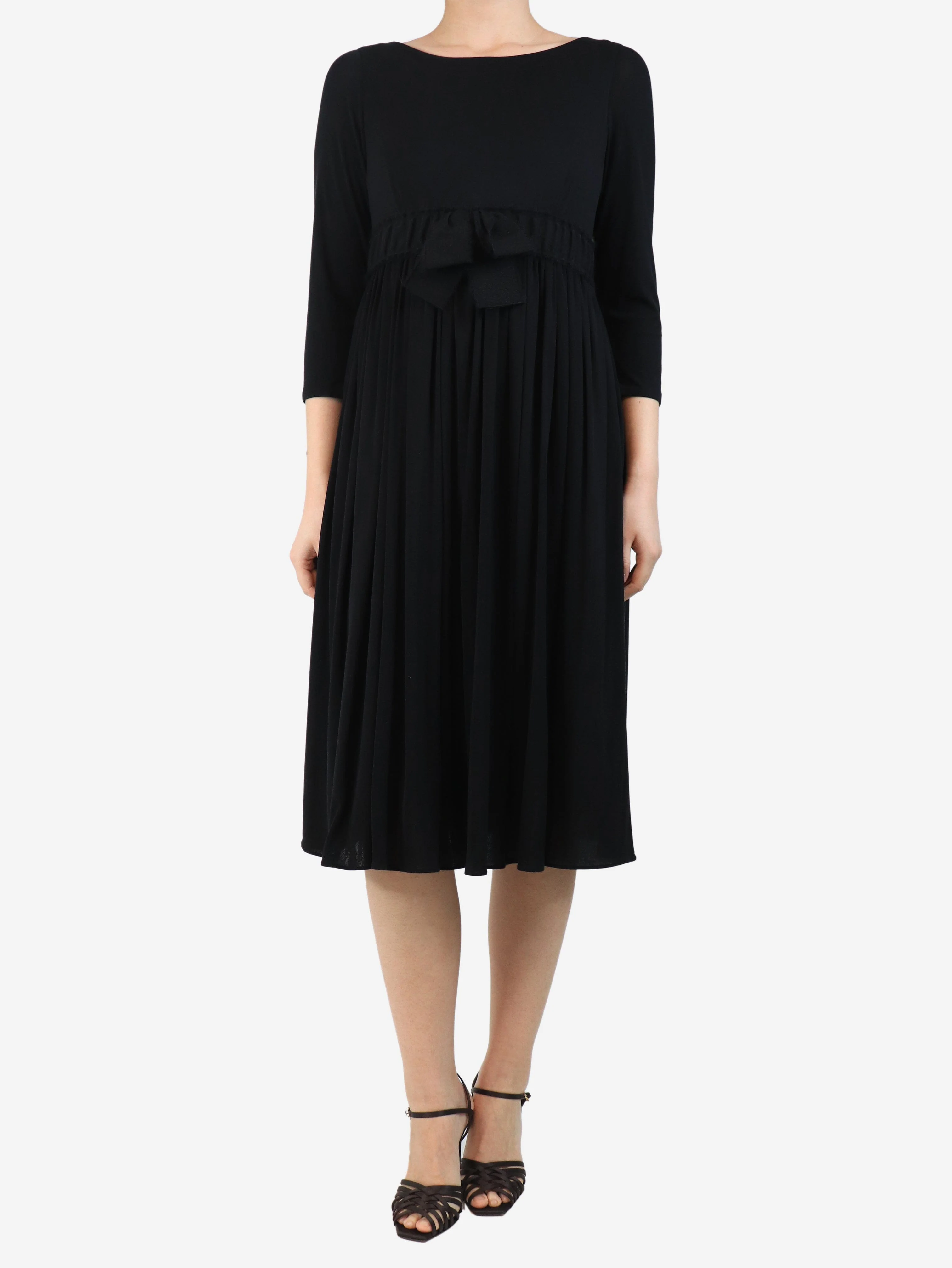 Black midi dress with bow detail - size UK 12 - Image 3