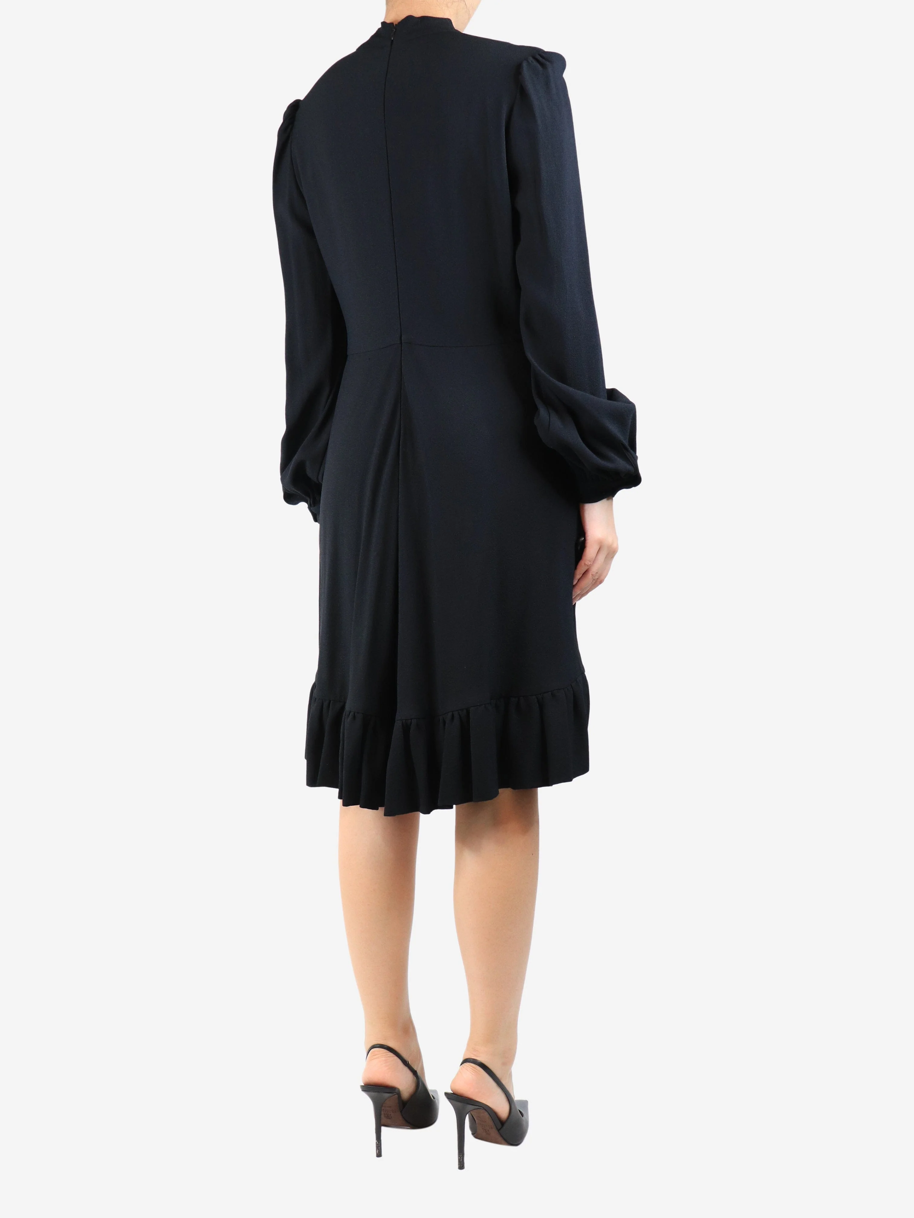 Black tie-neck midi dress - size UK 12 - Image 2