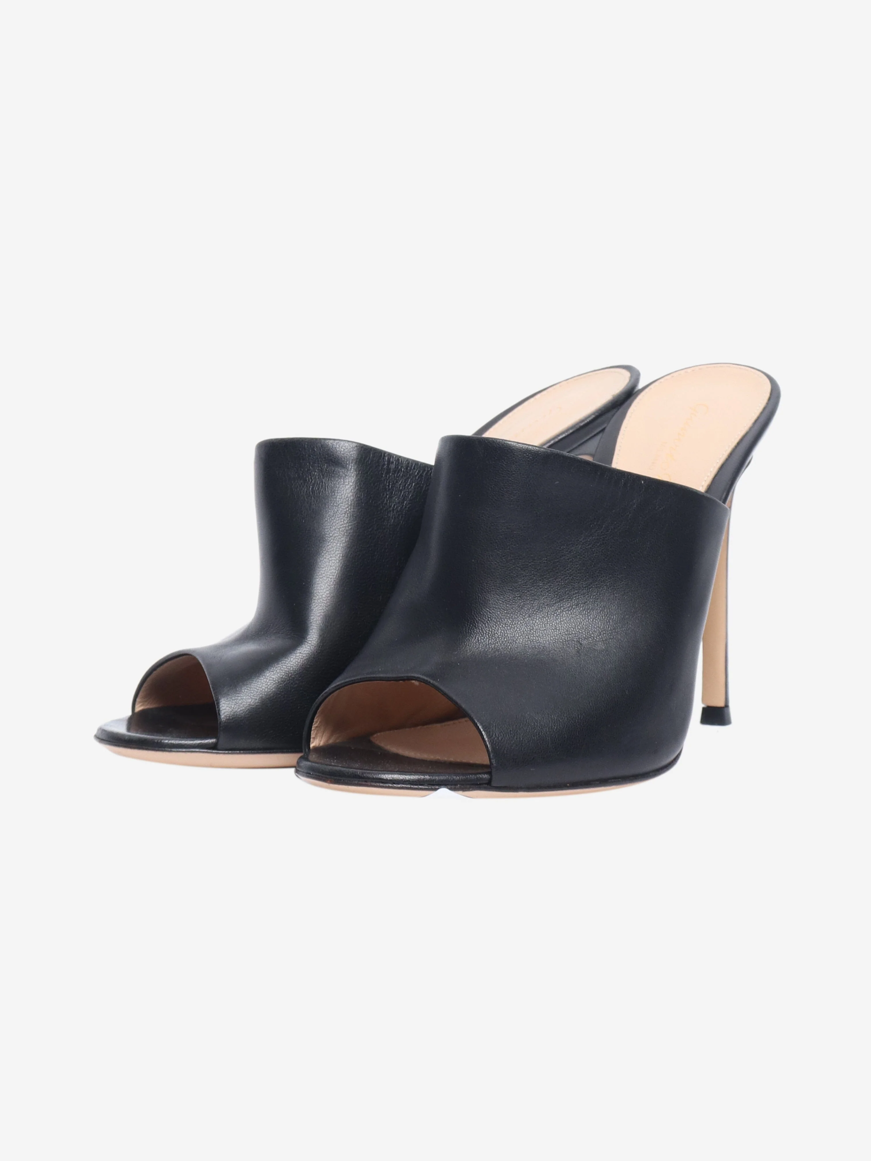 Black open toe leather heels - size EU 37 (UK 4) - Image 2