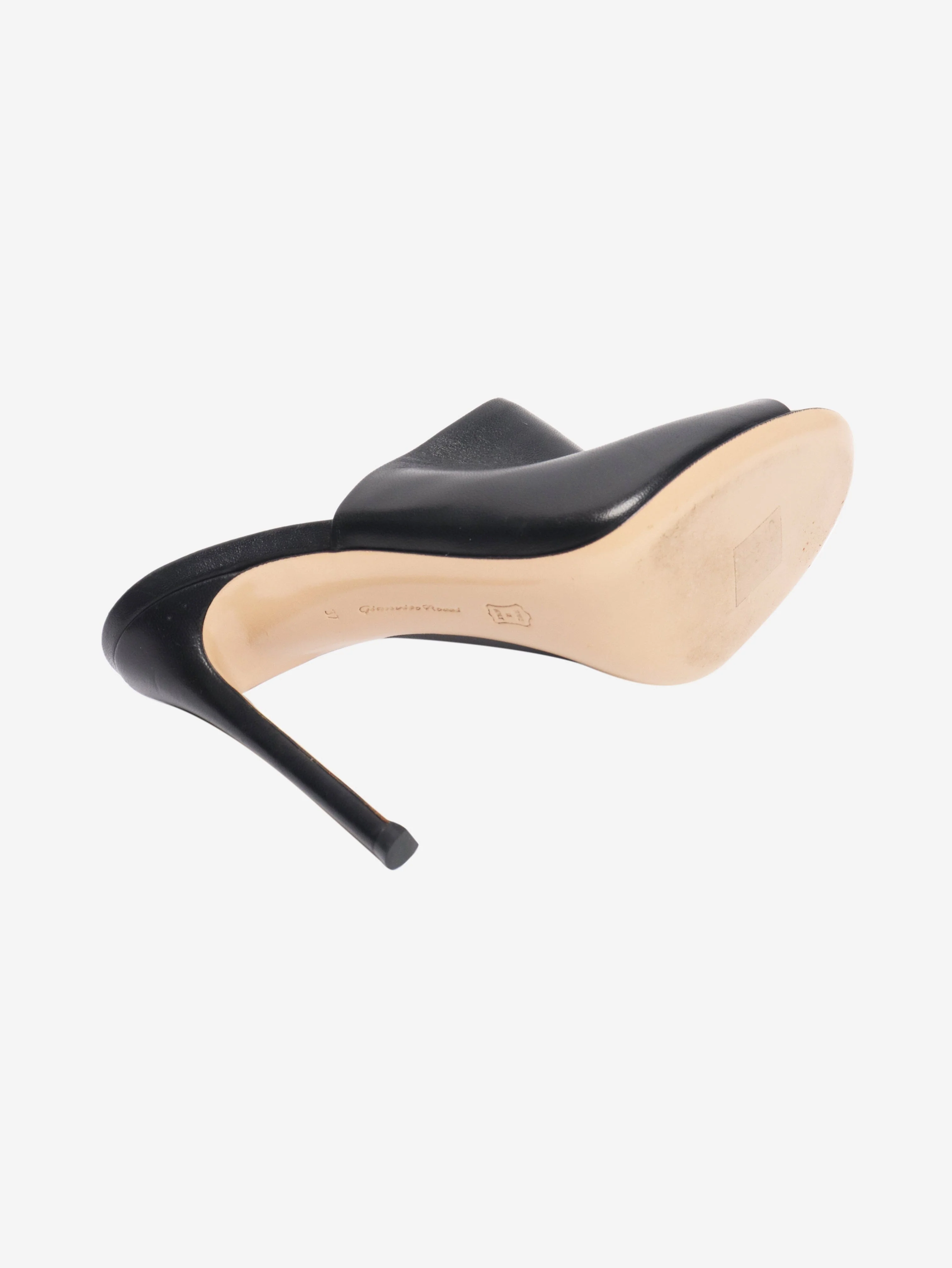 Black open toe leather heels - size EU 37 (UK 4) - Image 4