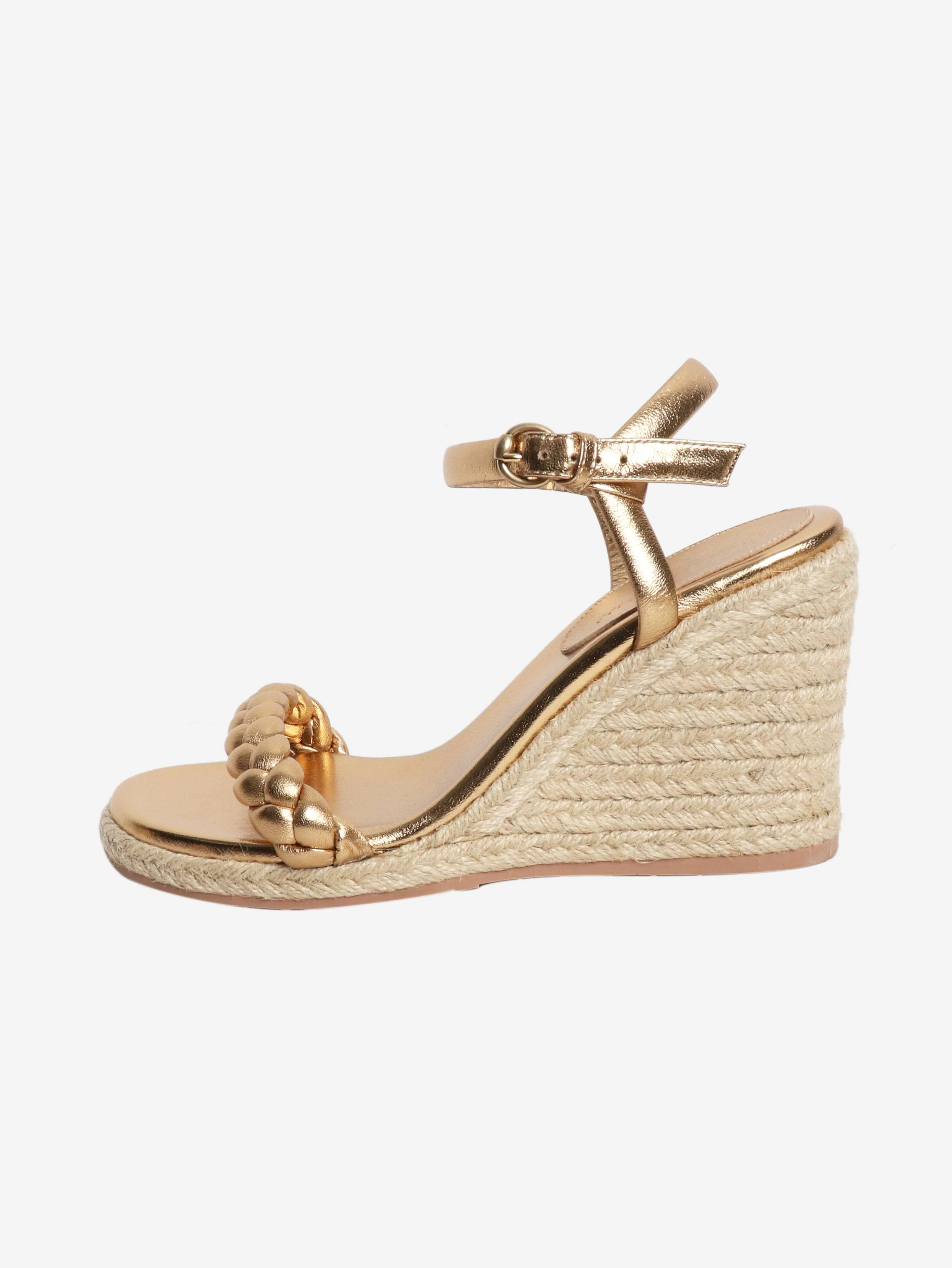 Gold espadrille wedge sandals - size EU 38.5