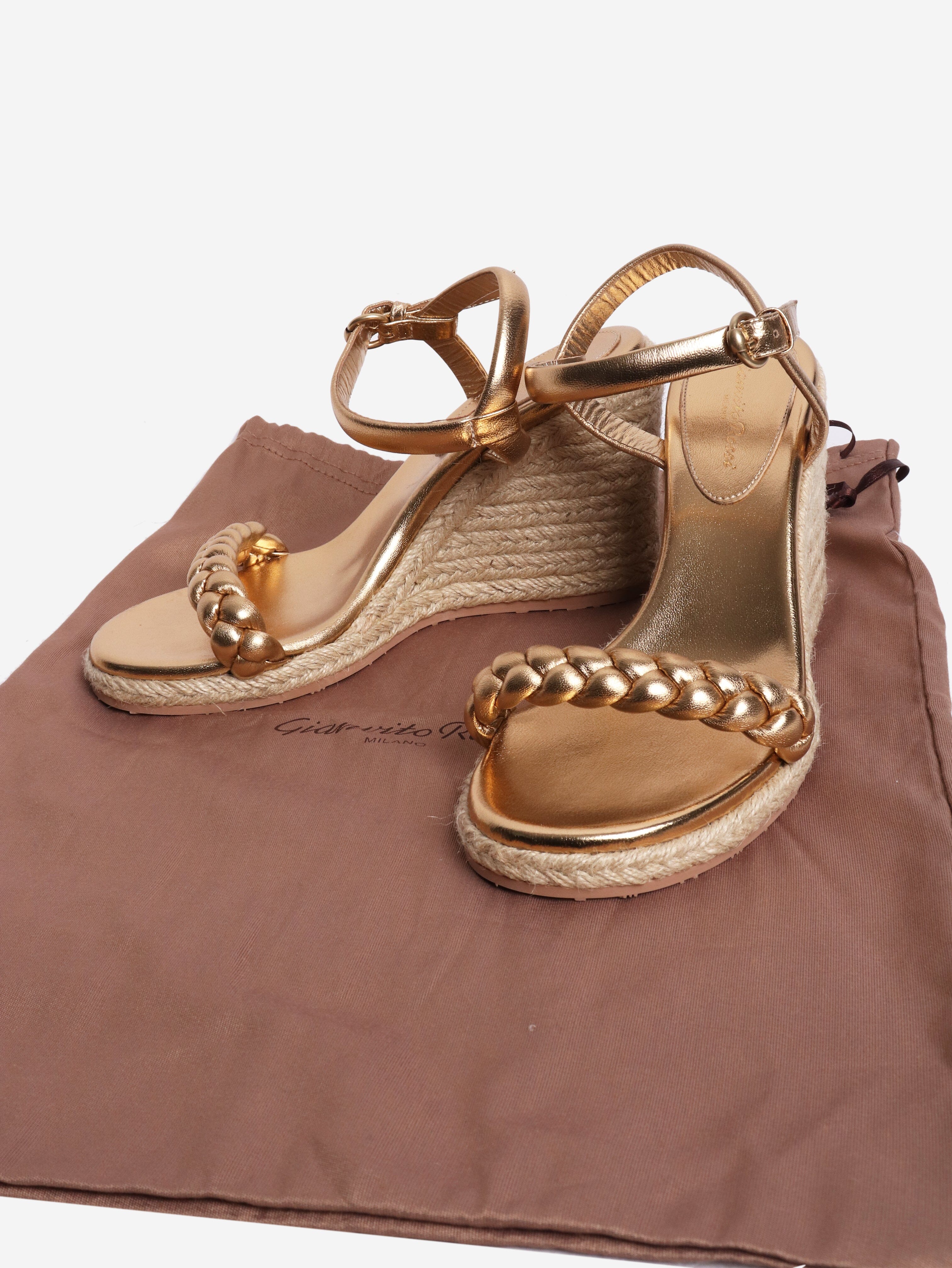 Gold espadrille wedge sandals - size EU 38.5 - Image 7