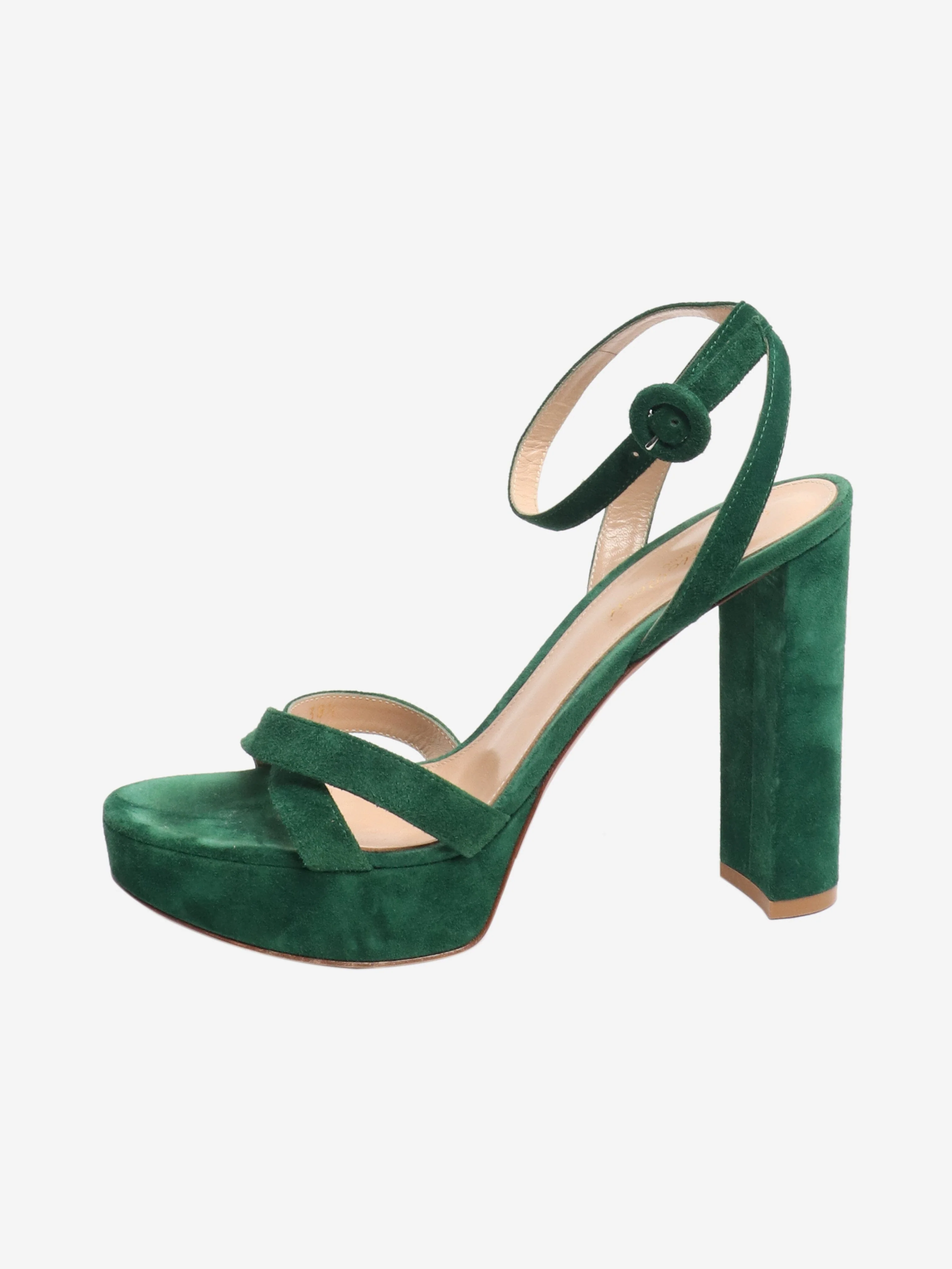 Green suede platform sandals - size EU 38.5