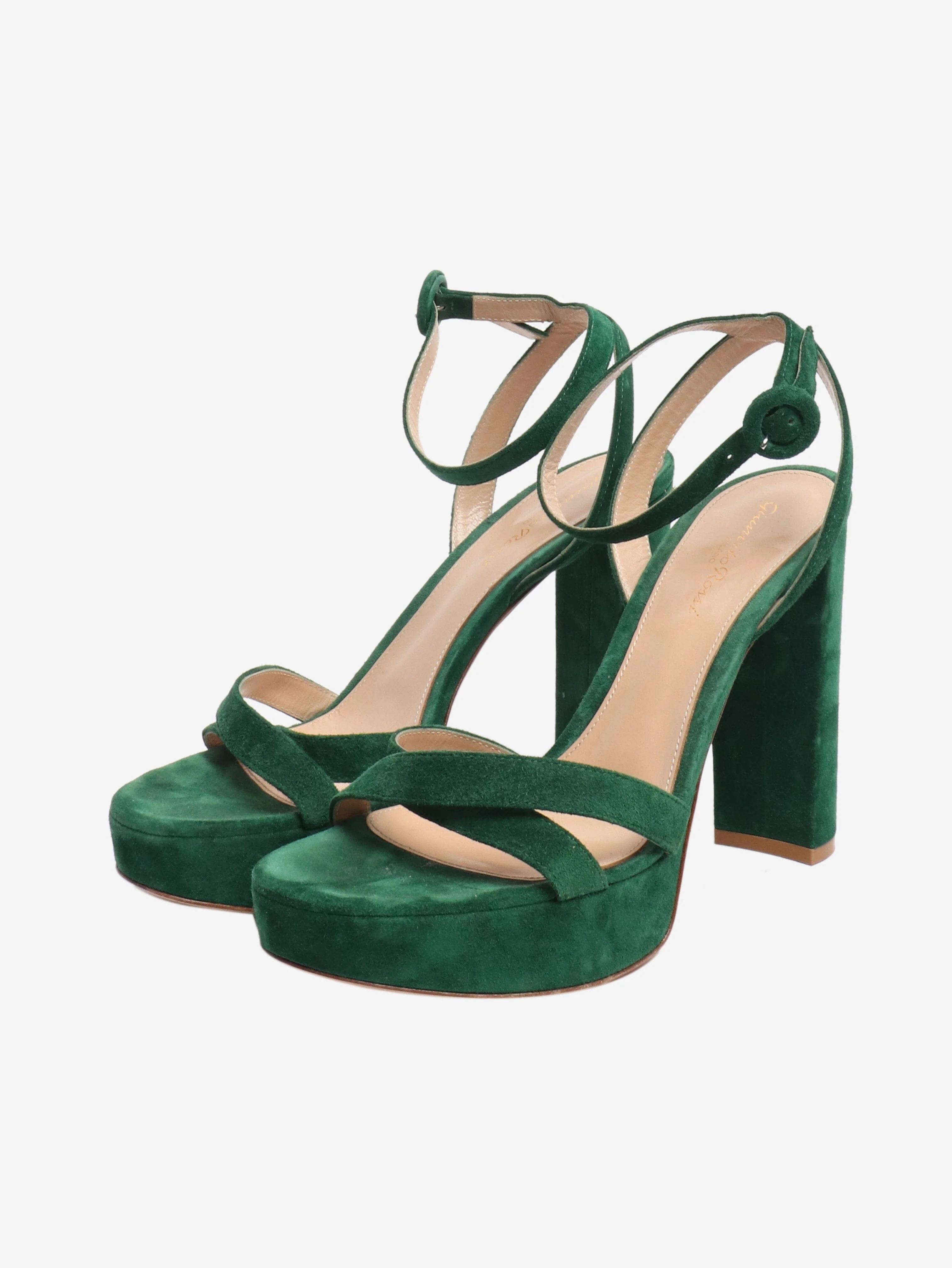 Green suede platform sandals - size EU 38.5 - Image 2
