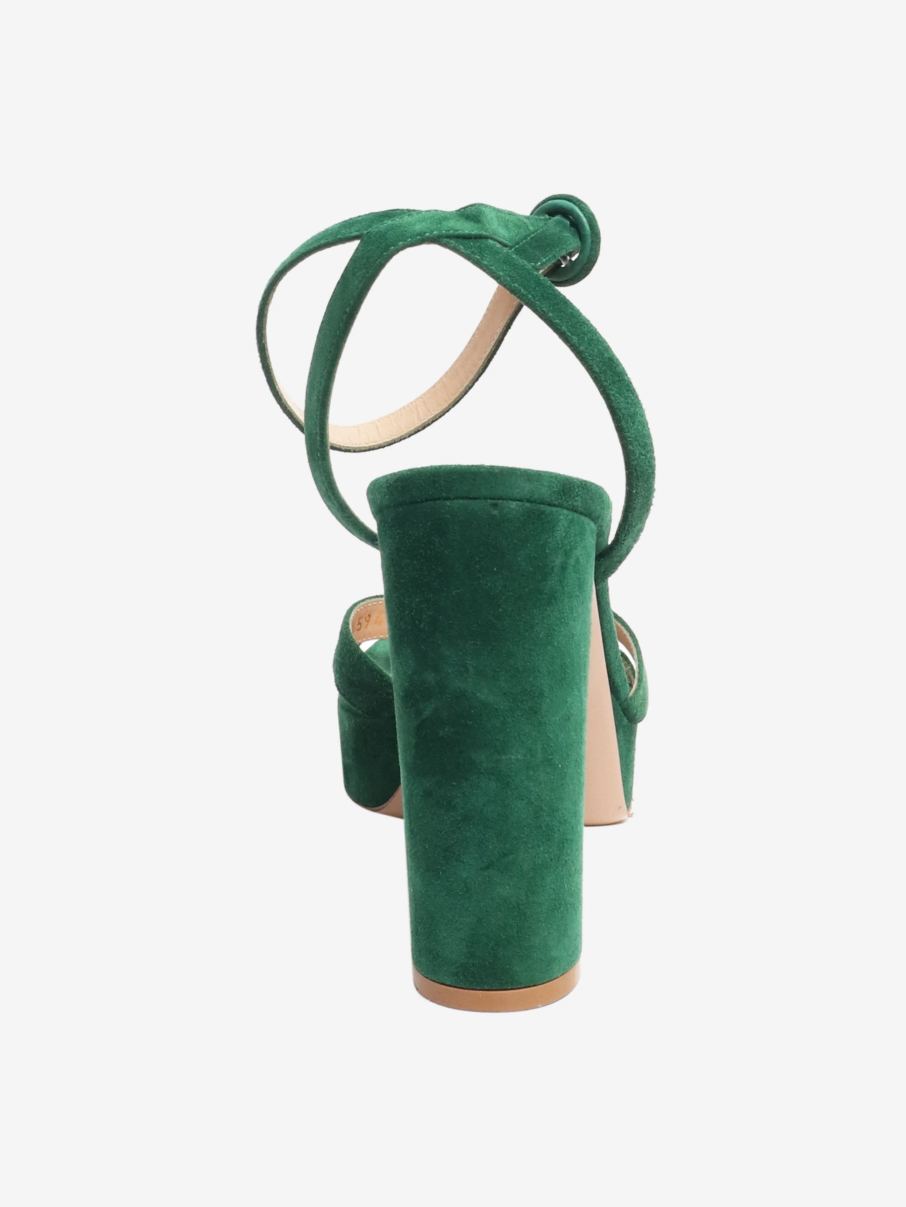 Green suede platform sandals - size EU 38.5 - Image 3
