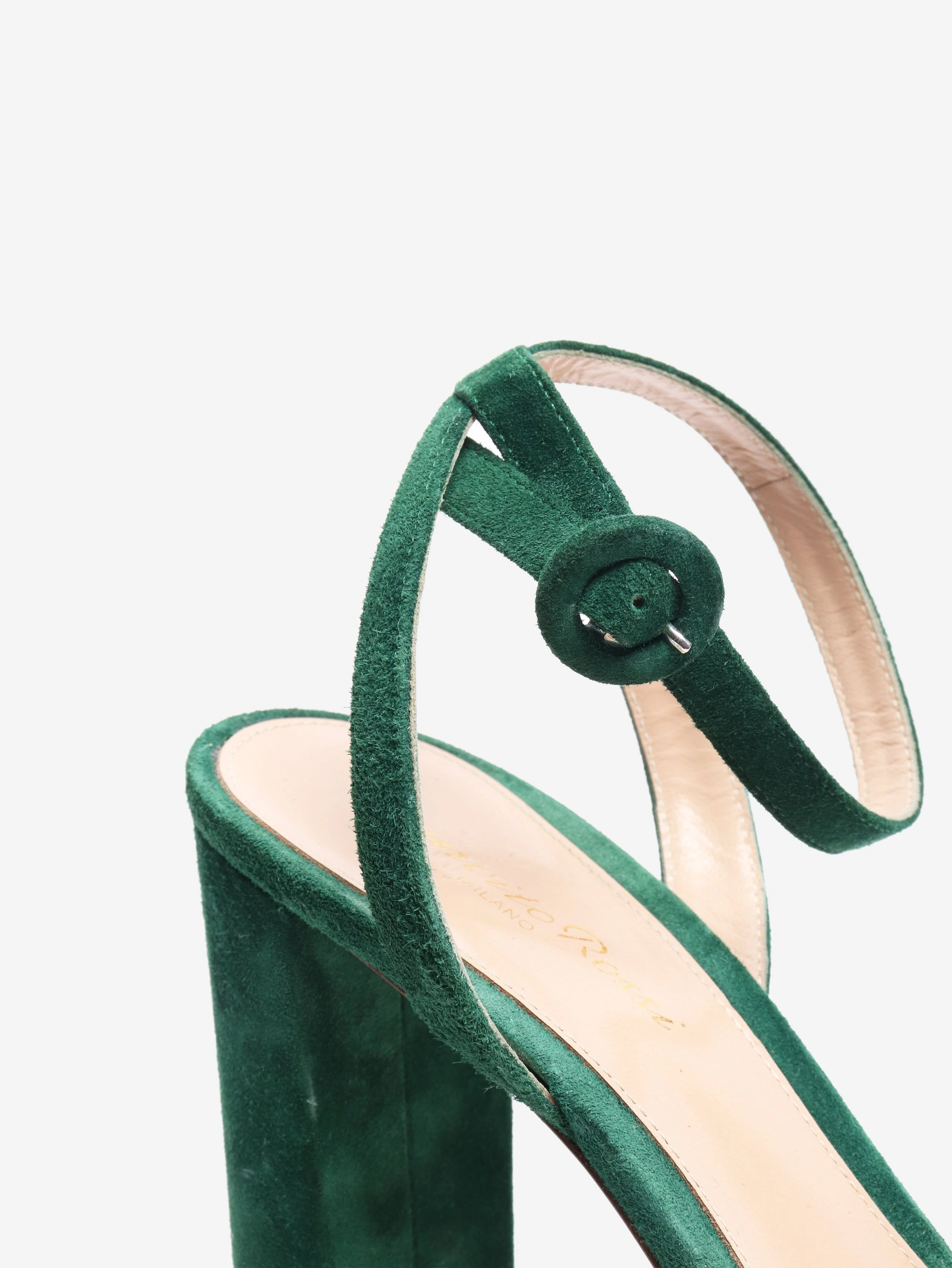 Green suede platform sandals - size EU 38.5 - Image 4
