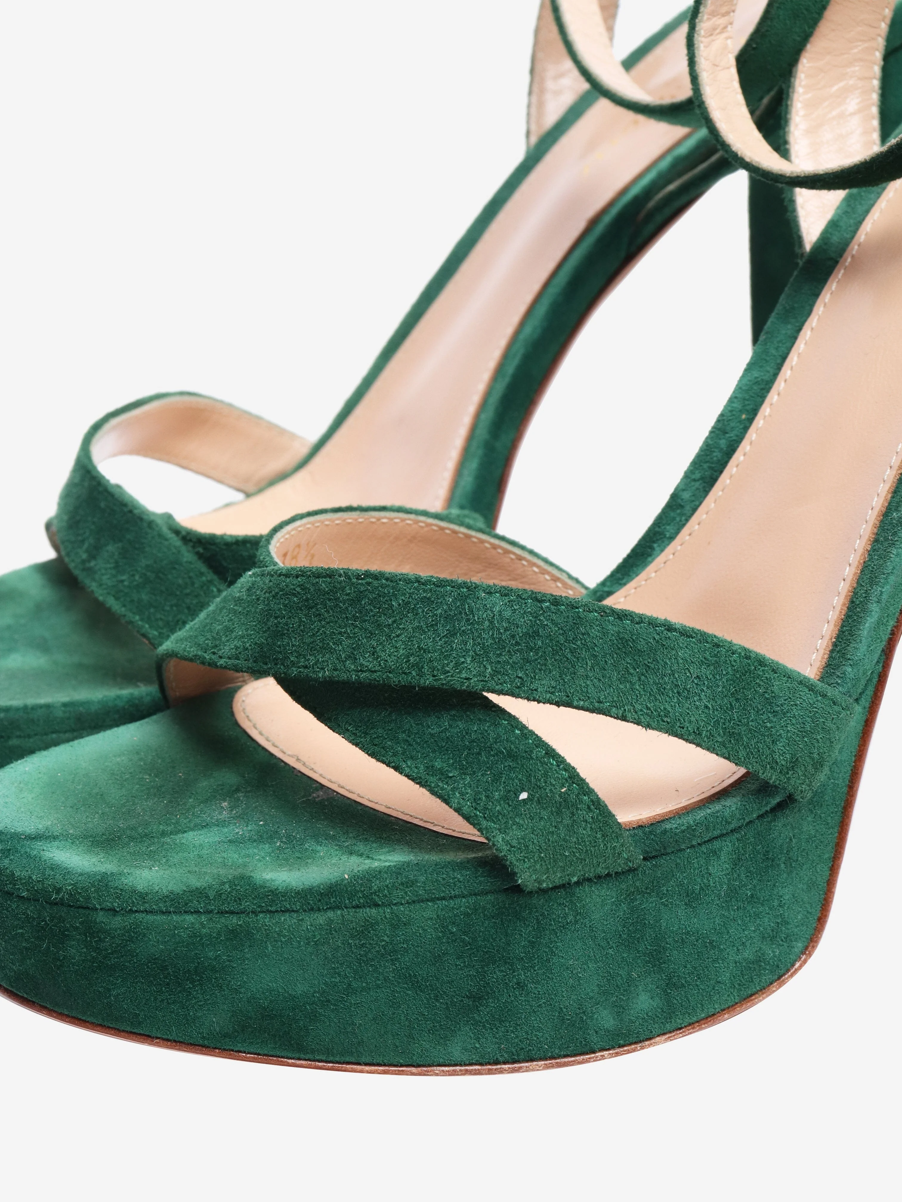 Green suede platform sandals - size EU 38.5 - Image 5