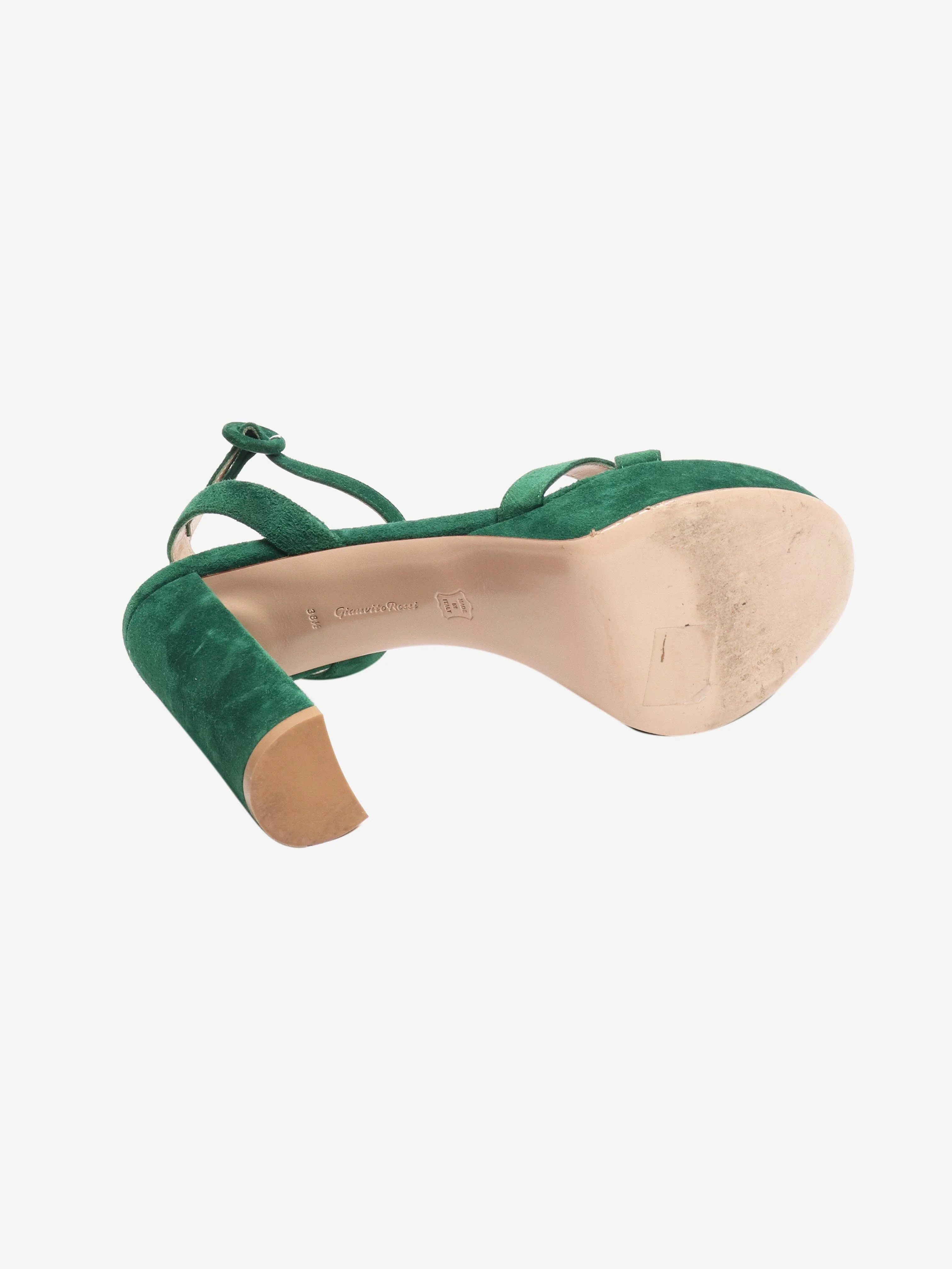 Green suede platform sandals - size EU 38.5 - Image 6
