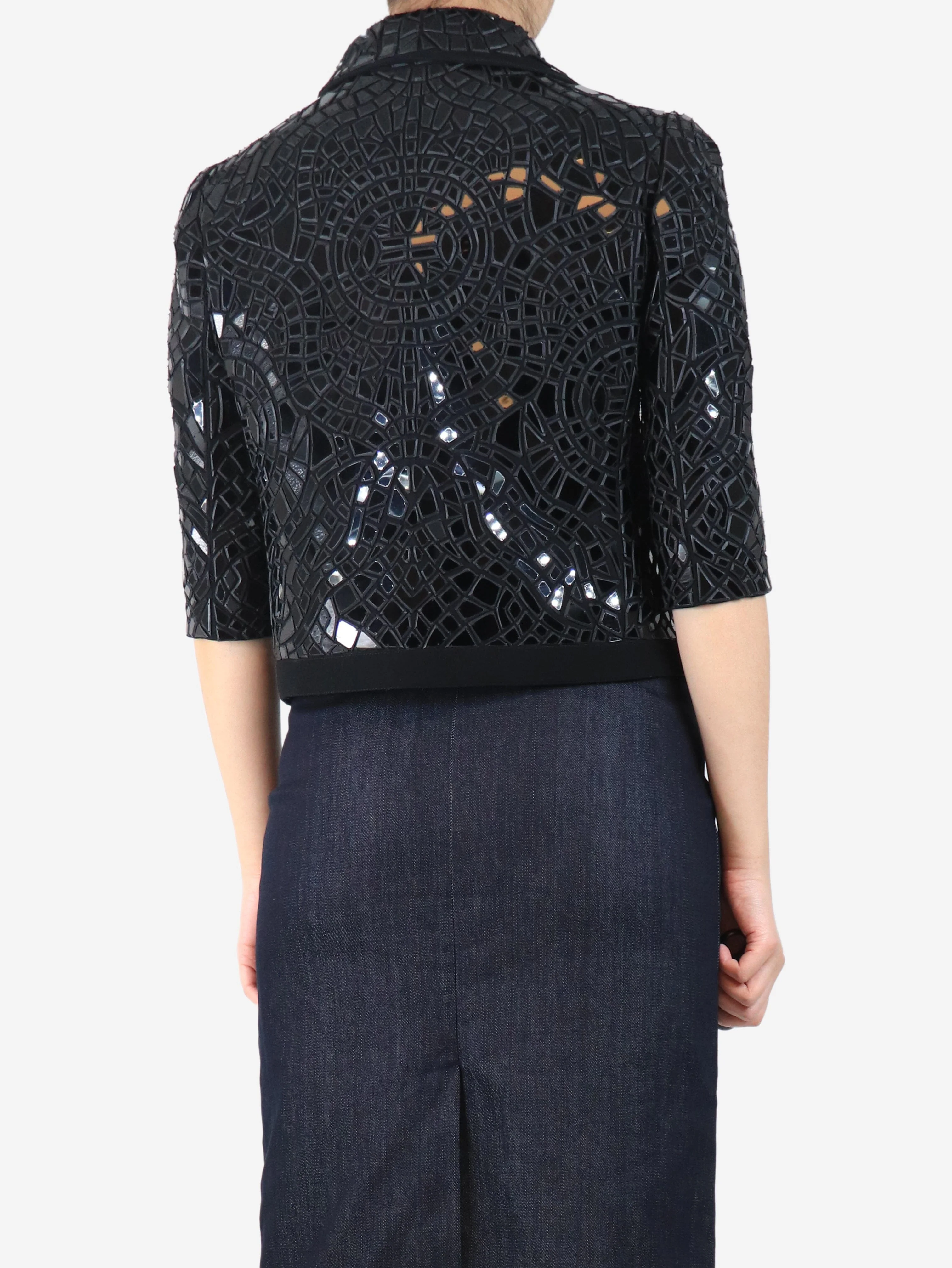 Black embroidered mosaic jacket - size UK 10 - Image 2
