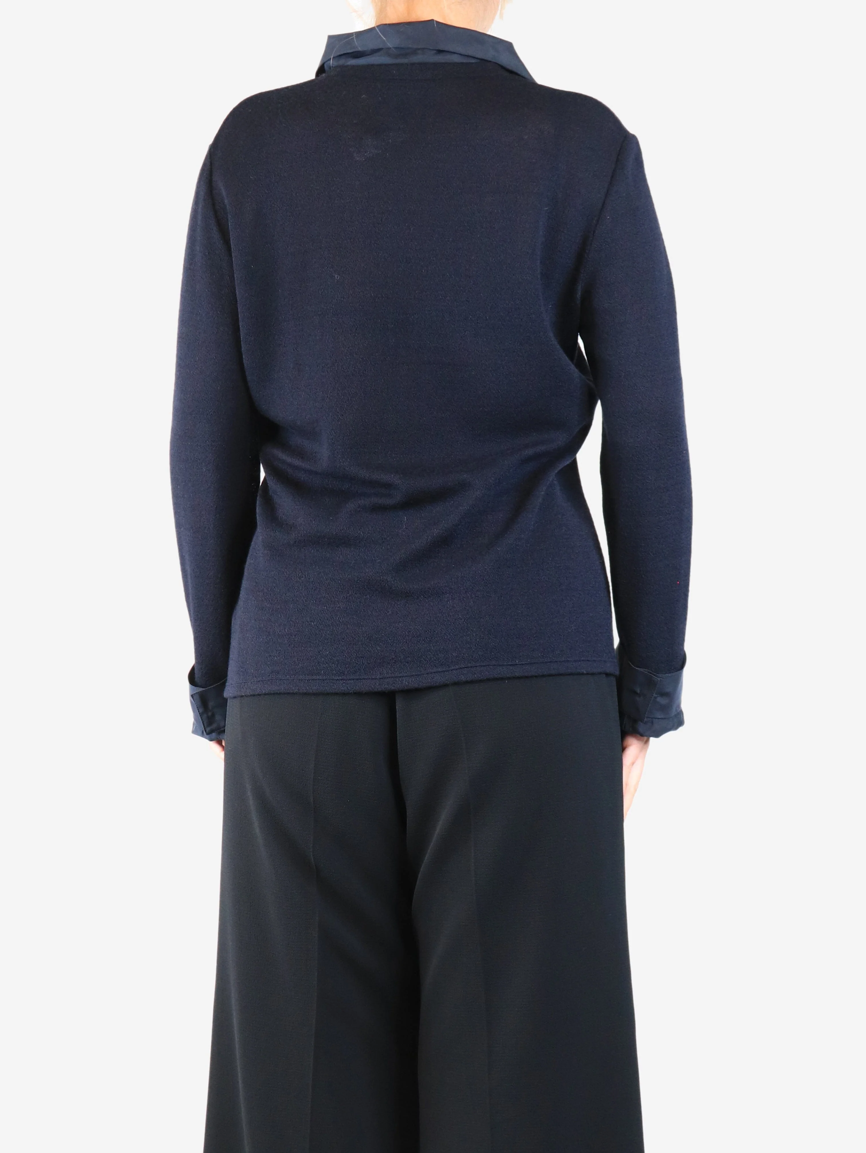 Navy wrap-jumper - size UK 12 - Image 2