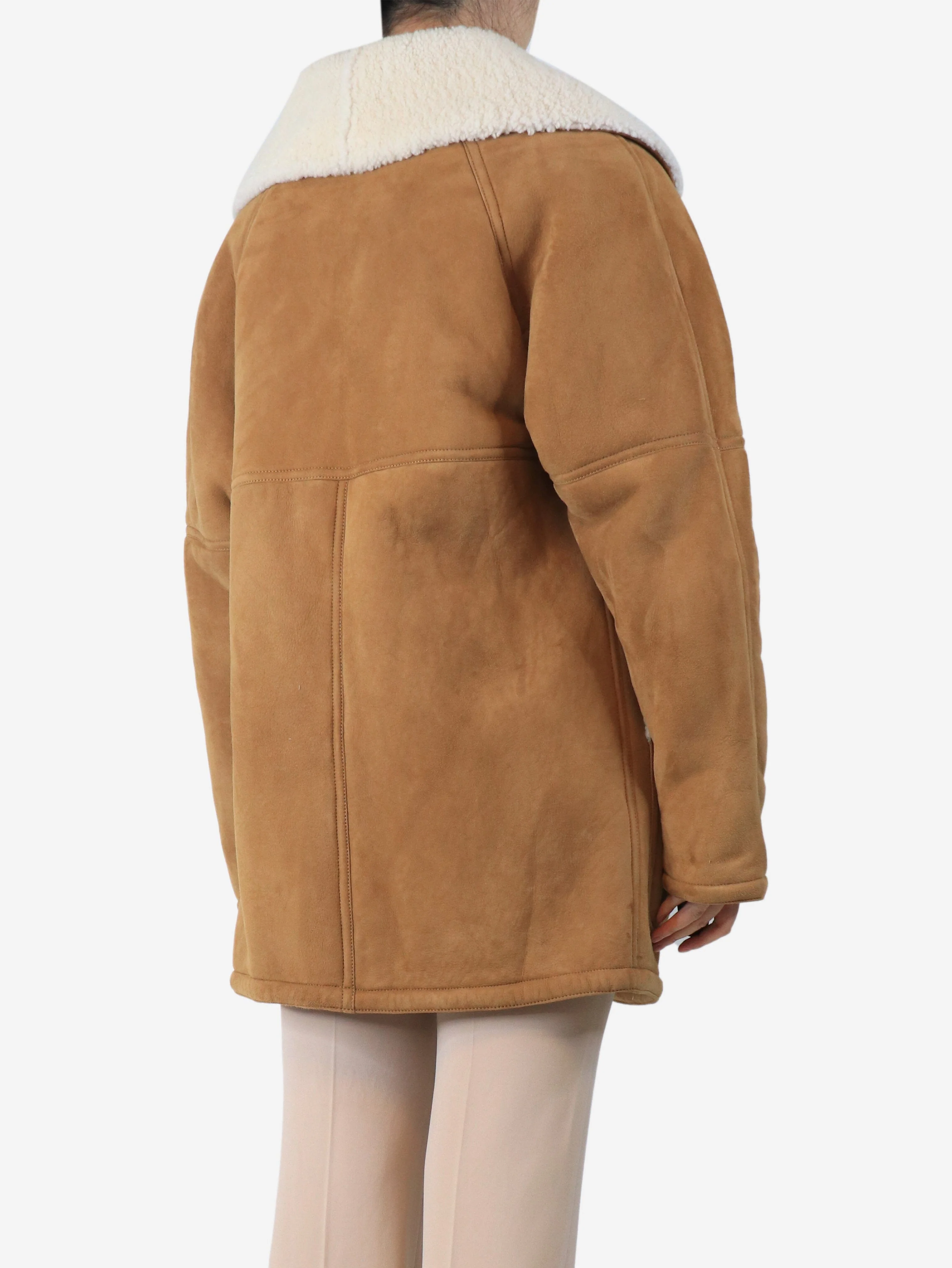 Brown shearling coat - size M - Image 2
