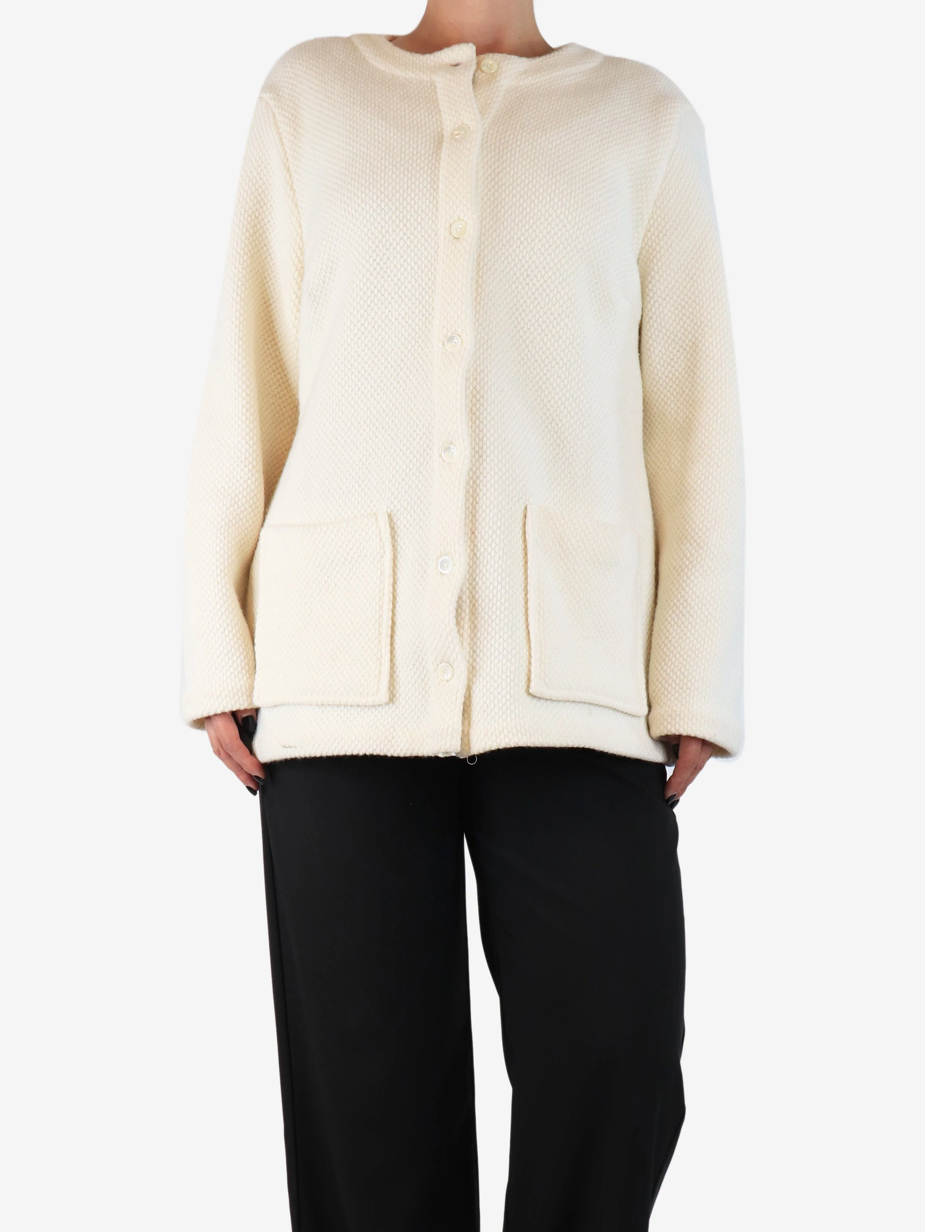 Cream textured cardigan - size UK 10