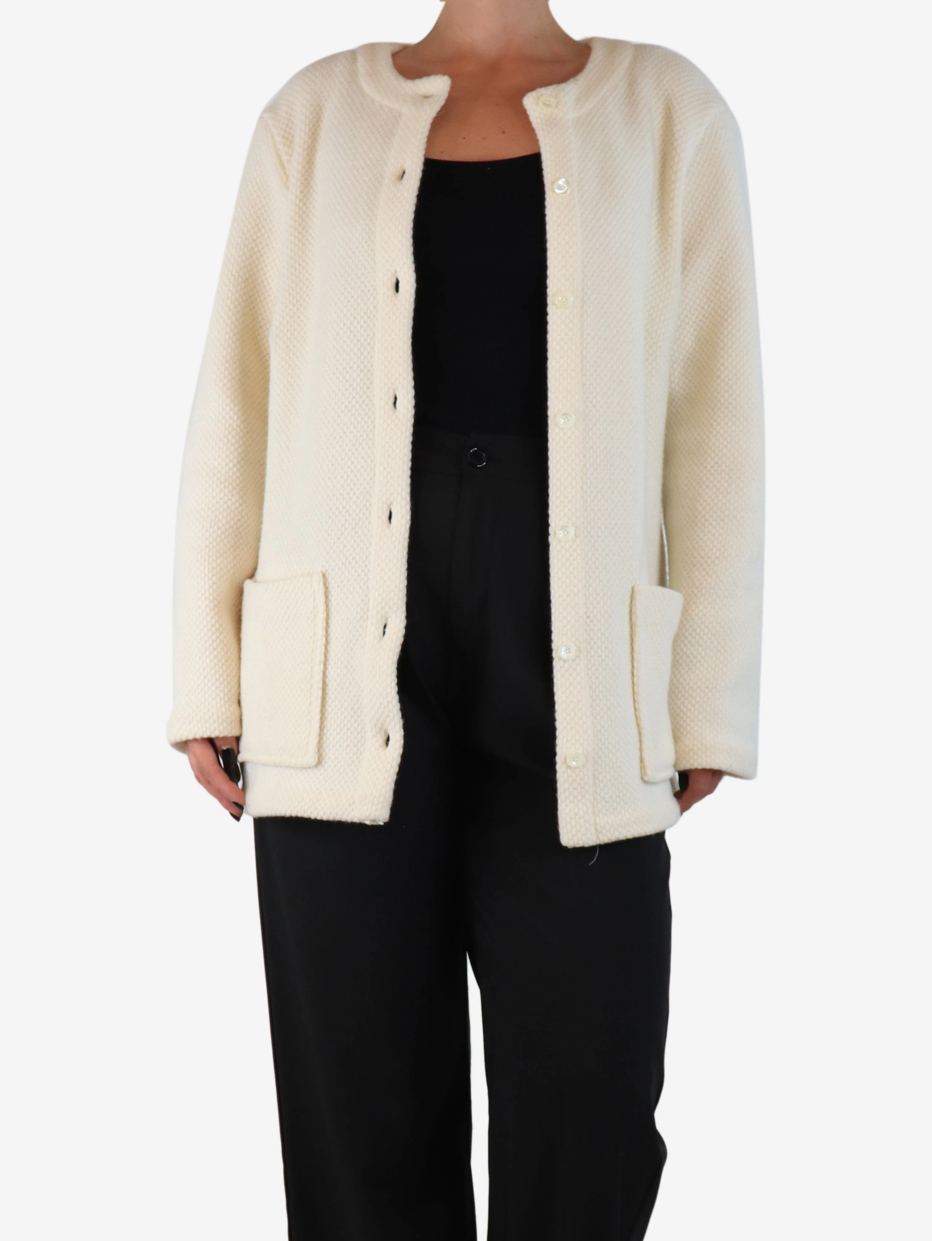Cream textured cardigan - size UK 10 - Image 3