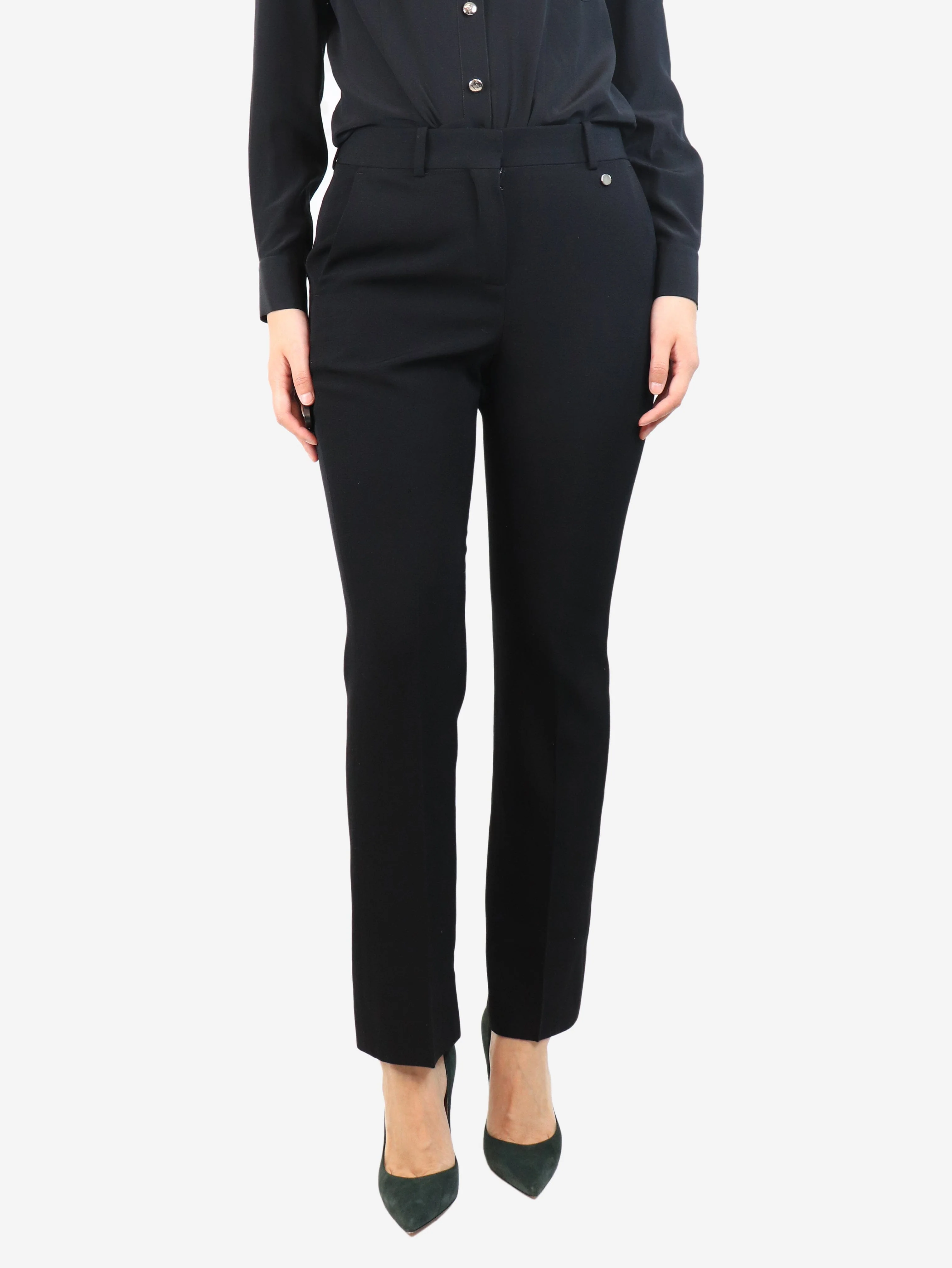 Black wool trousers - size UK 10