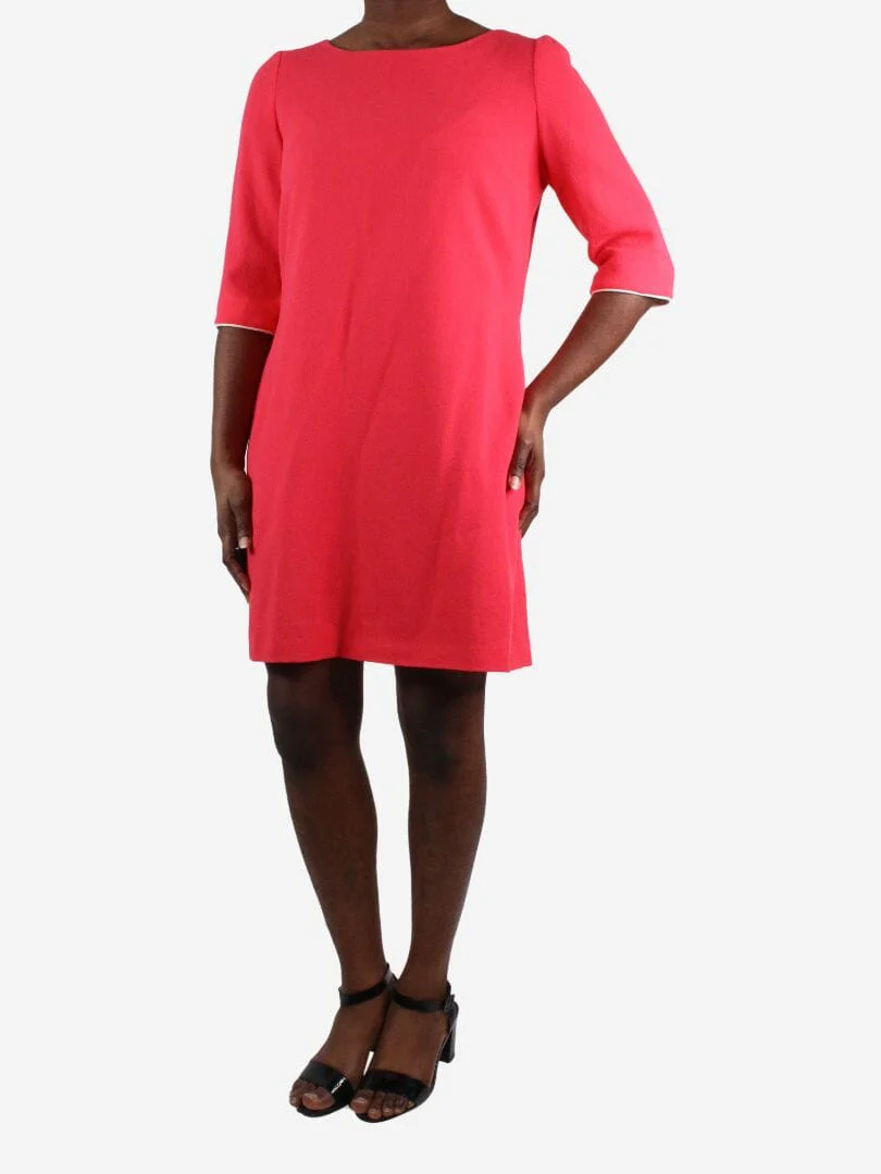 Pink wool crepe dress - size UK 12