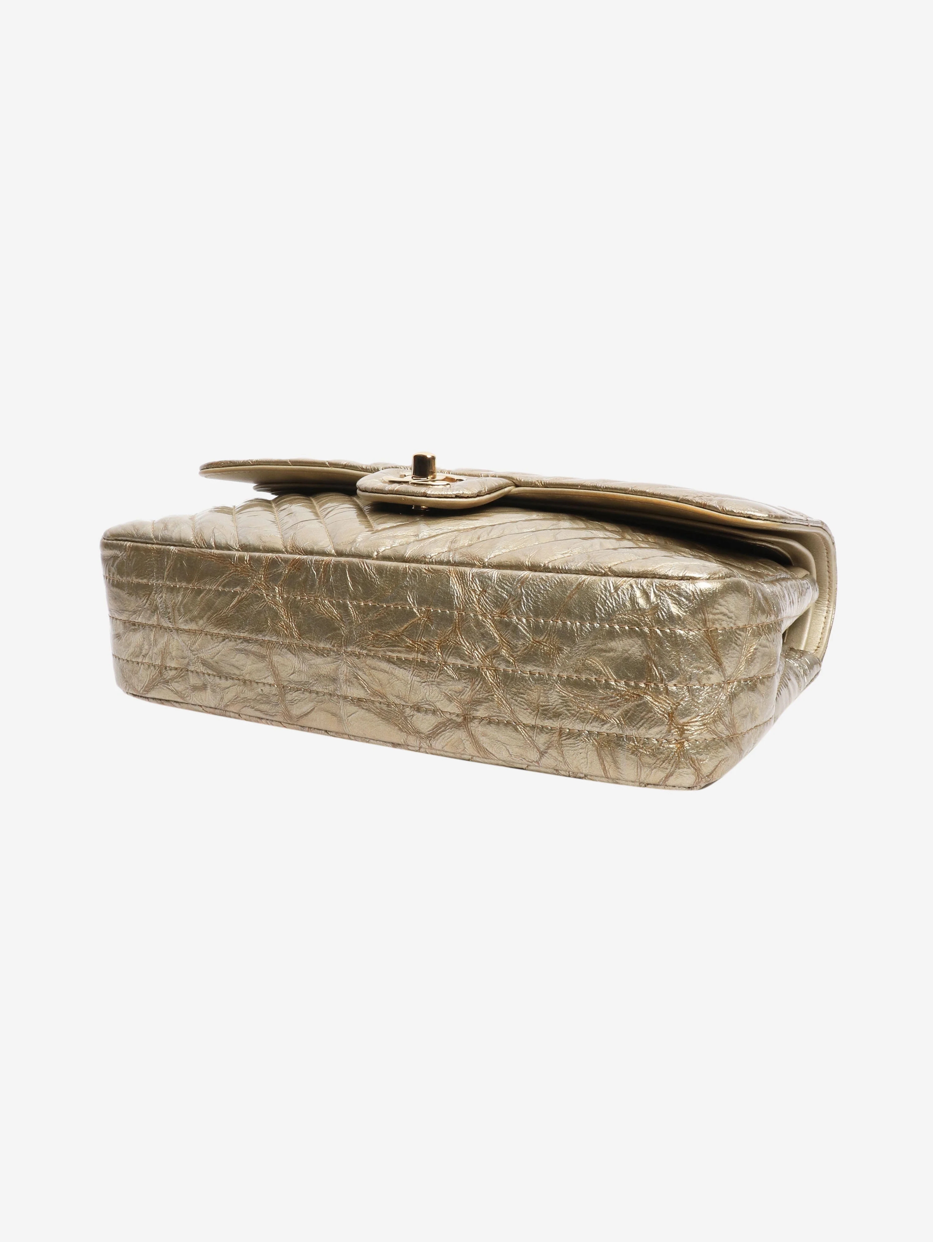 Gold 2018 medium chevron-quilted crumpled lambskin double flap shoulder bag - Image 5