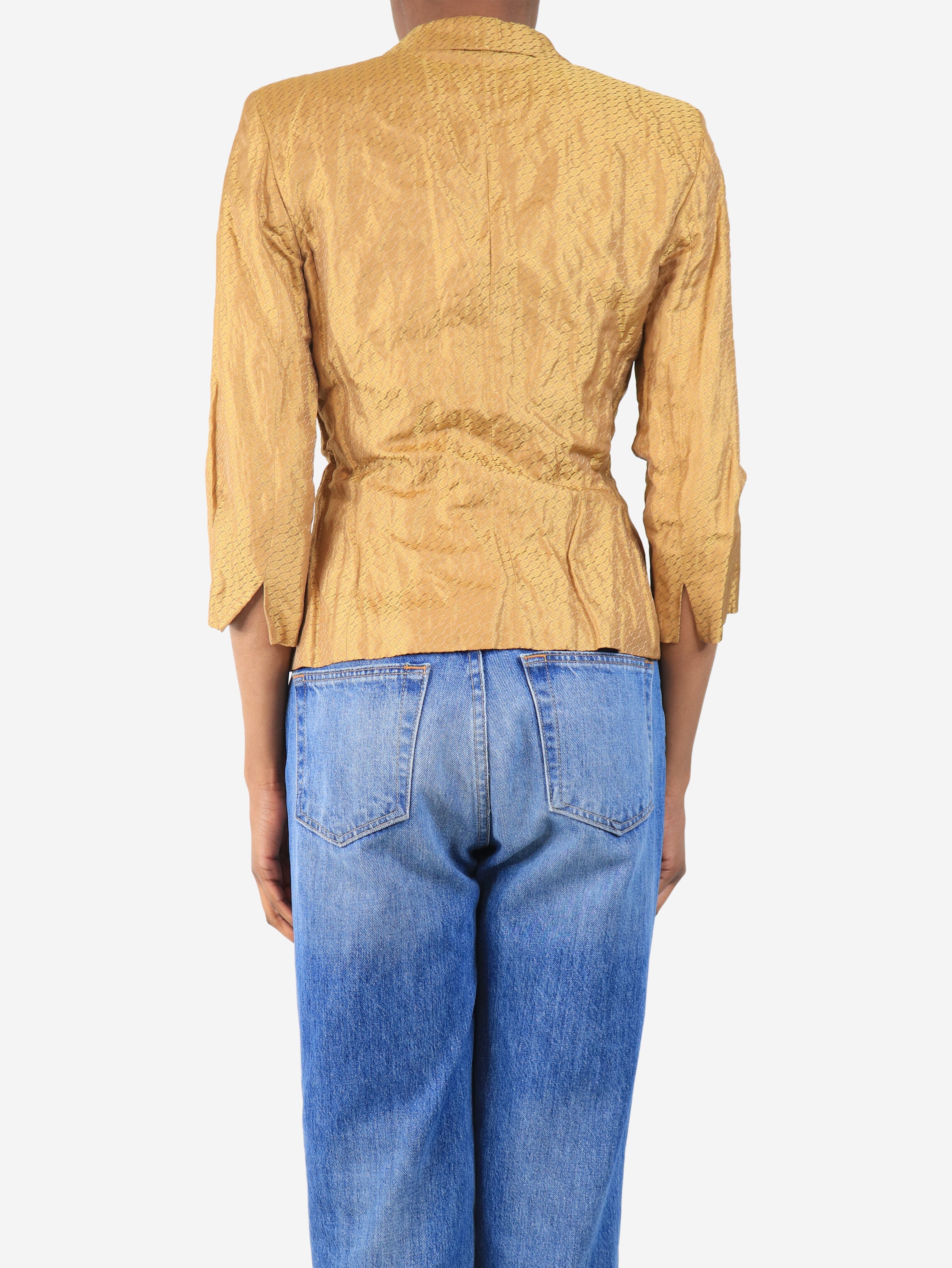 Gold metallic wrap blazer - size UK 8 - Image 2