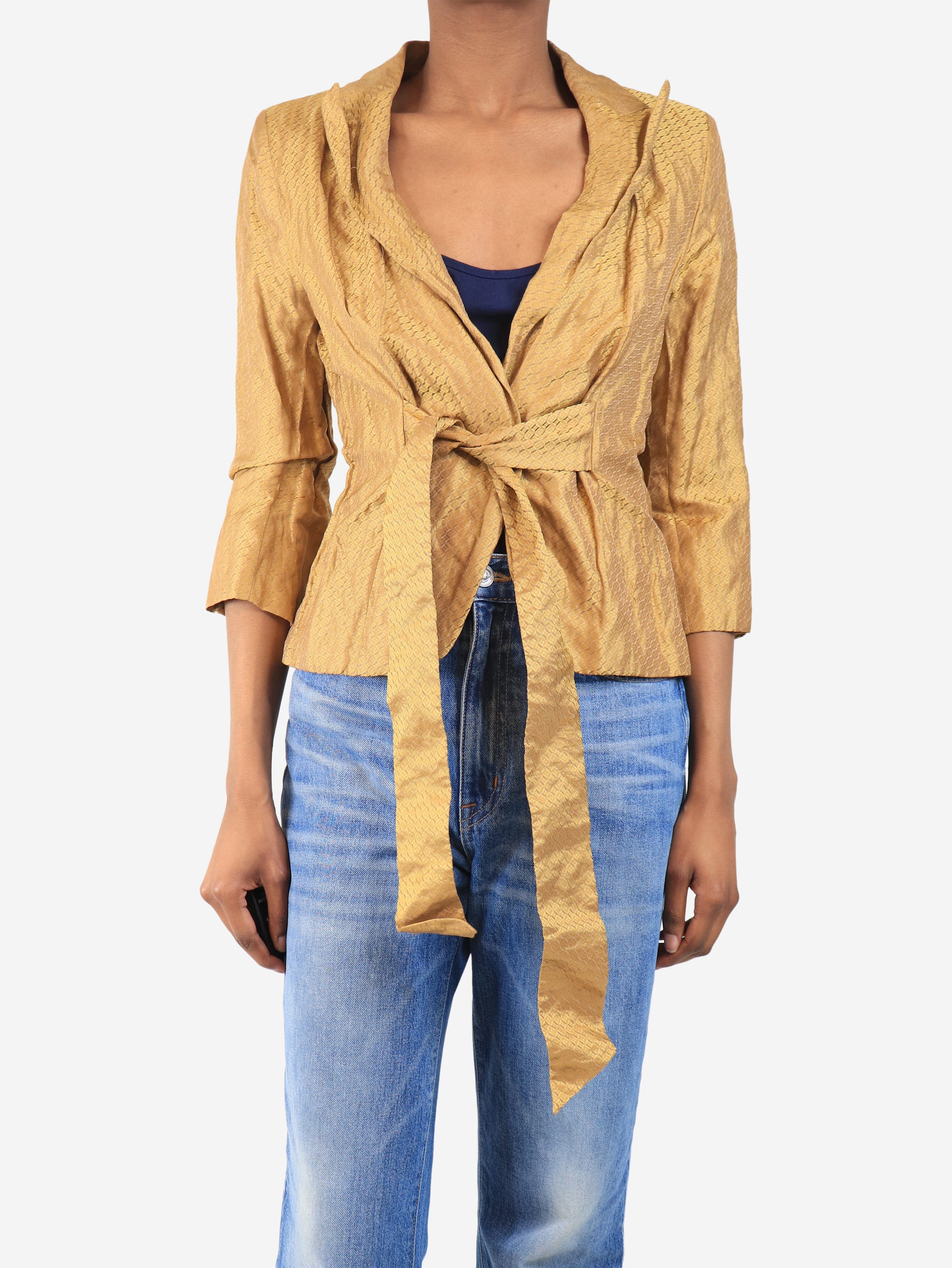 Gold metallic wrap blazer - size UK 8 - Image 3