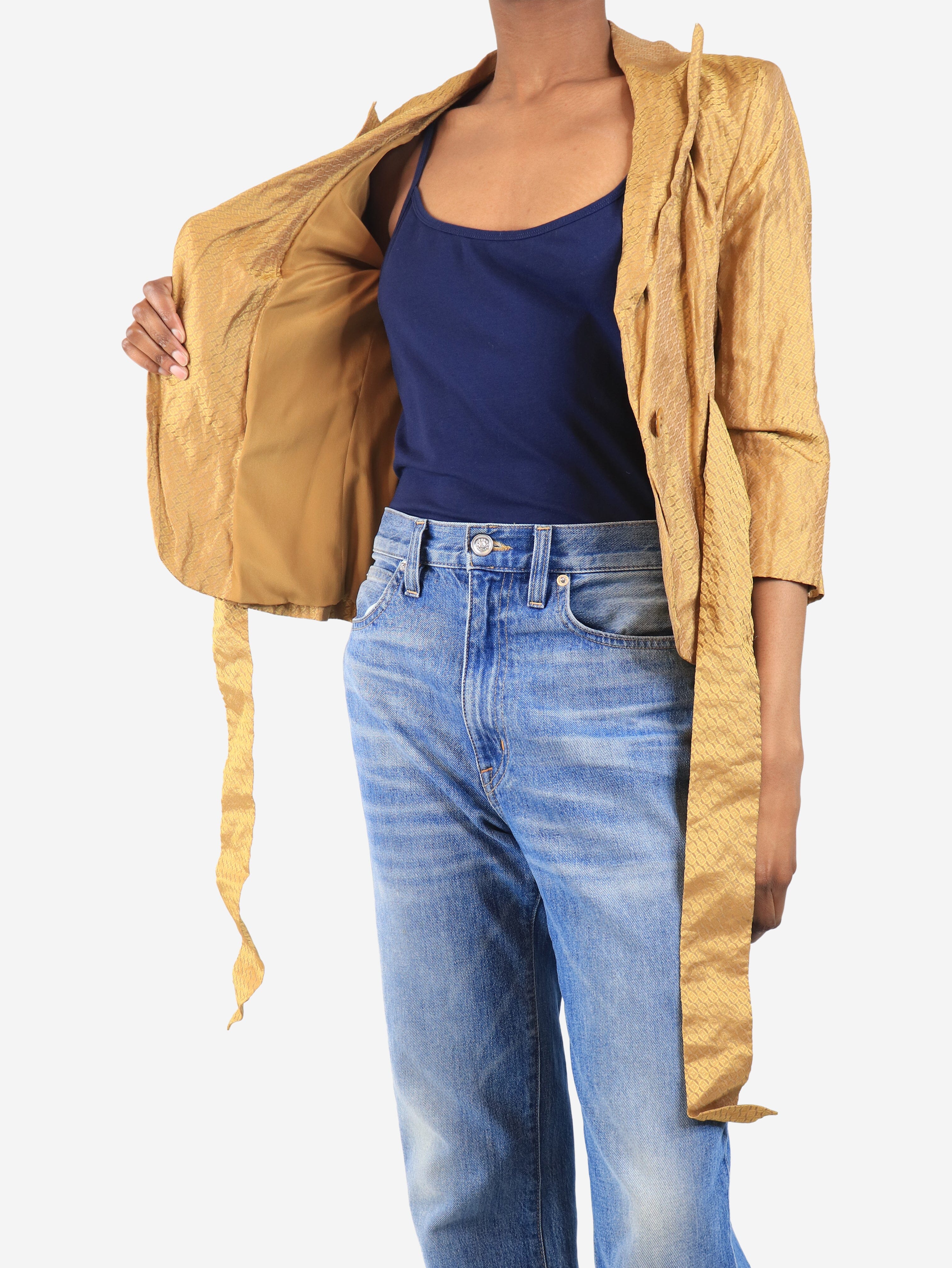 Gold metallic wrap blazer - size UK 8 - Image 4