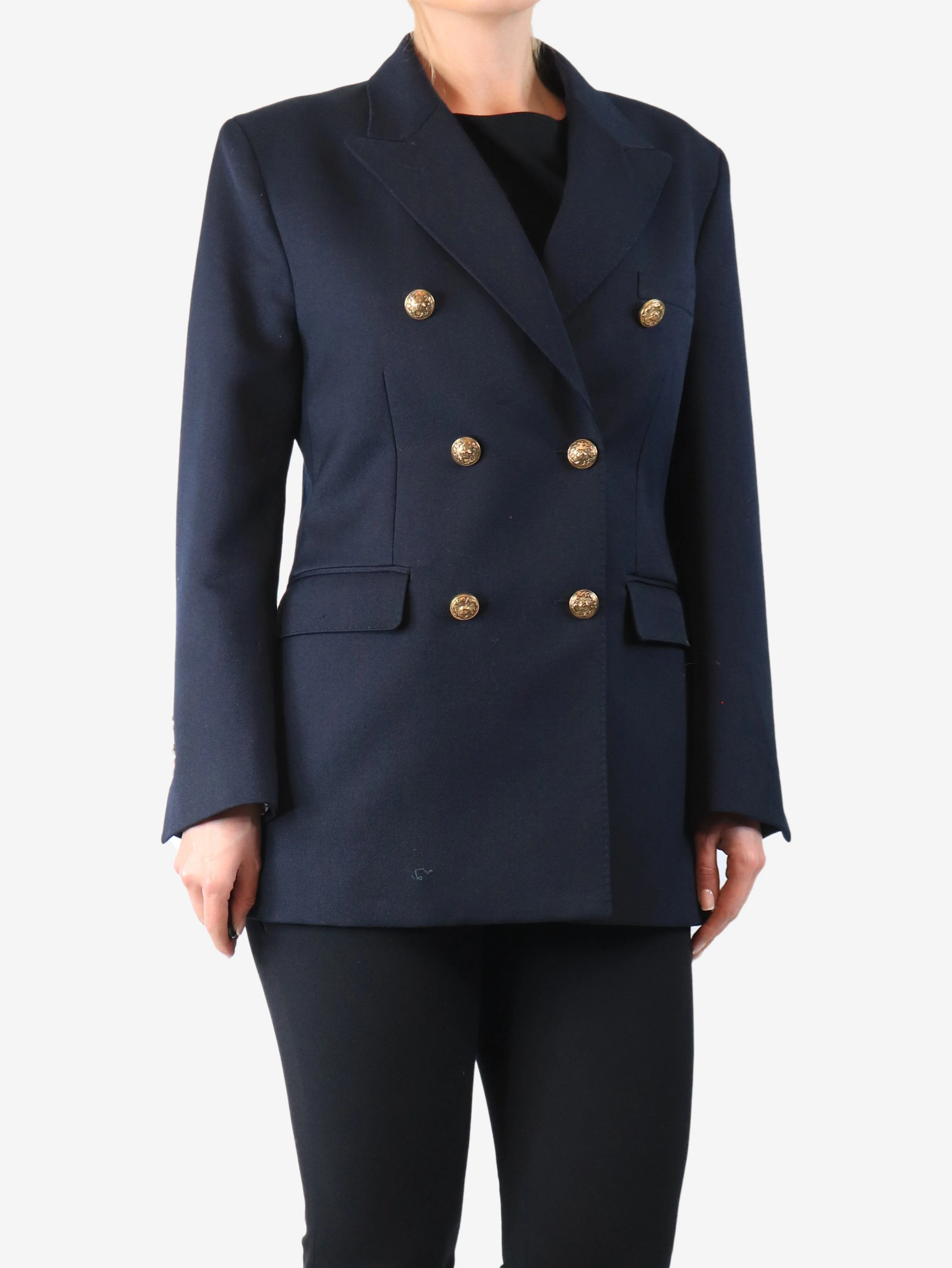 Navy double-breasted blazer - size UK 10 - Image 3