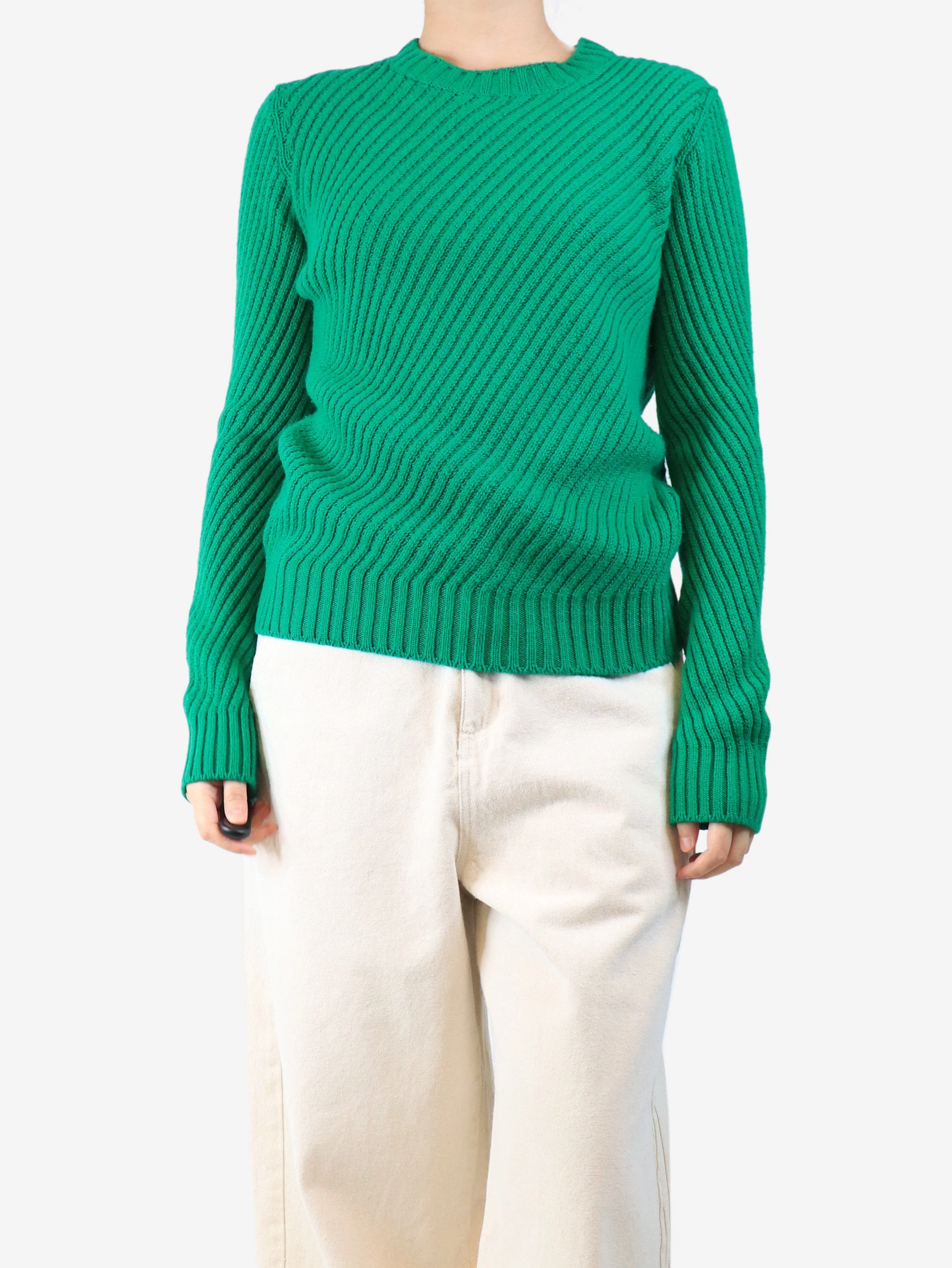 Green cashmere knit sweater - size UK 10