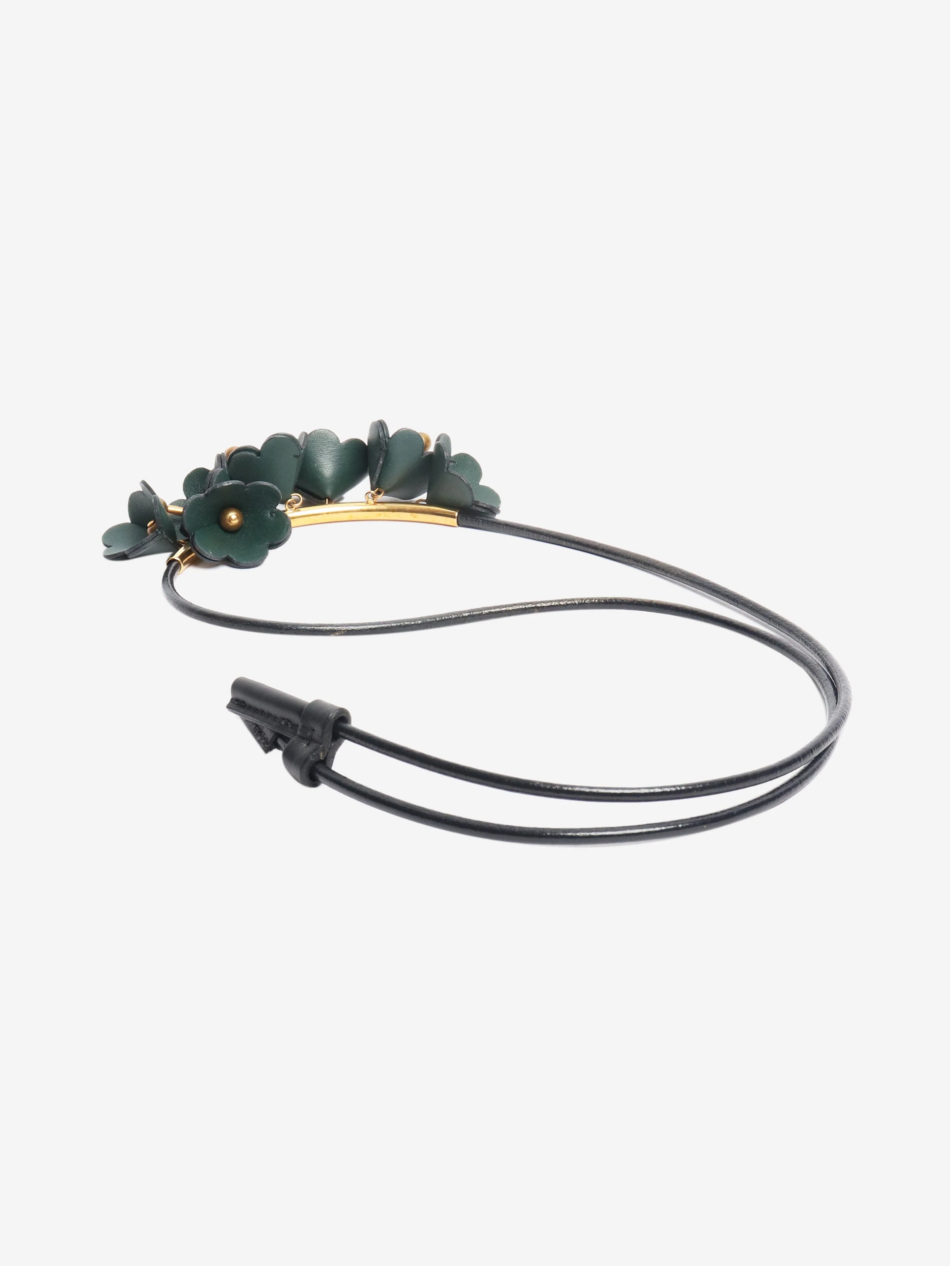 Green leather flower necklace - Image 2