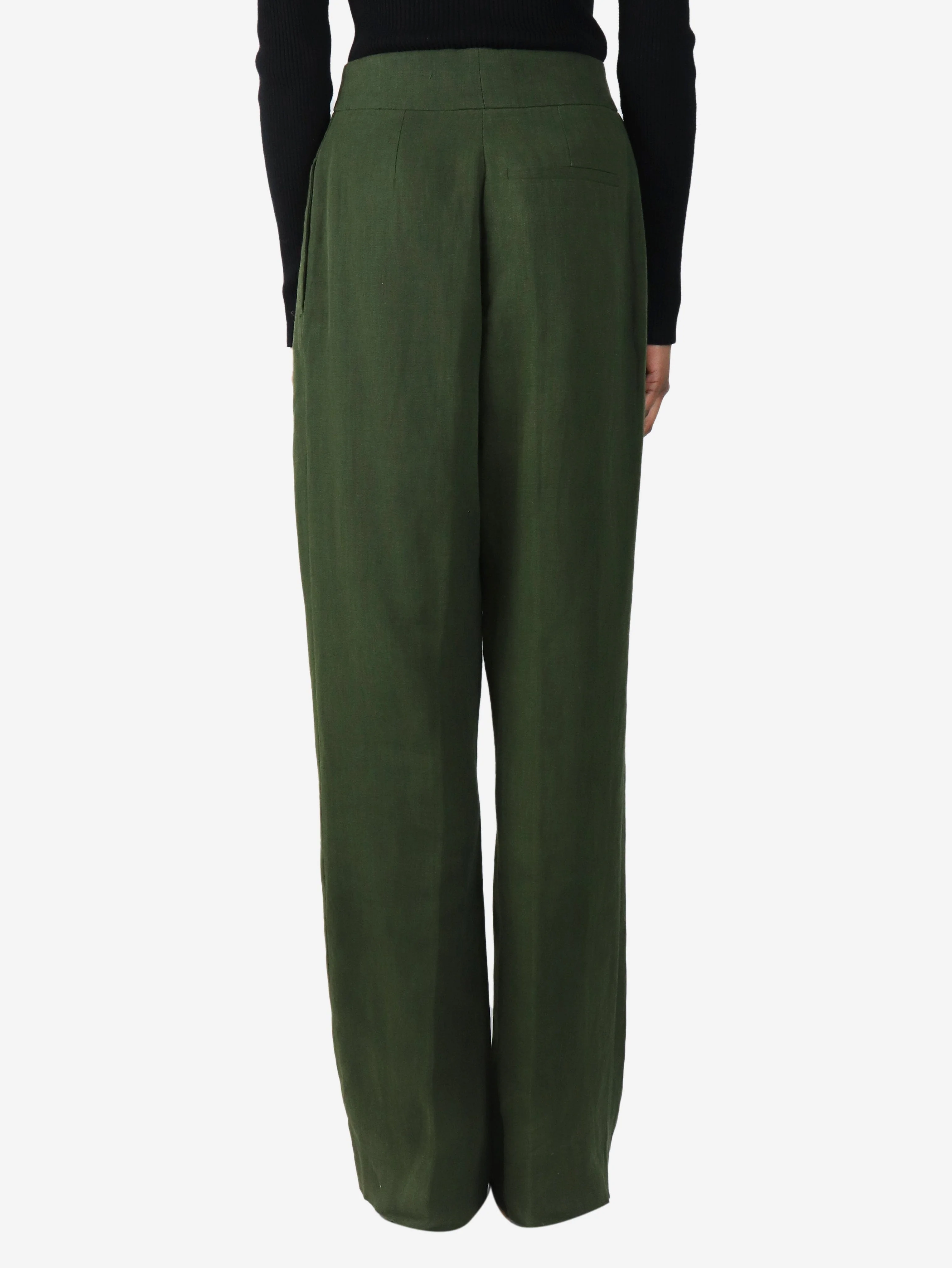 Green linen trousers - size UK 8 - Image 3