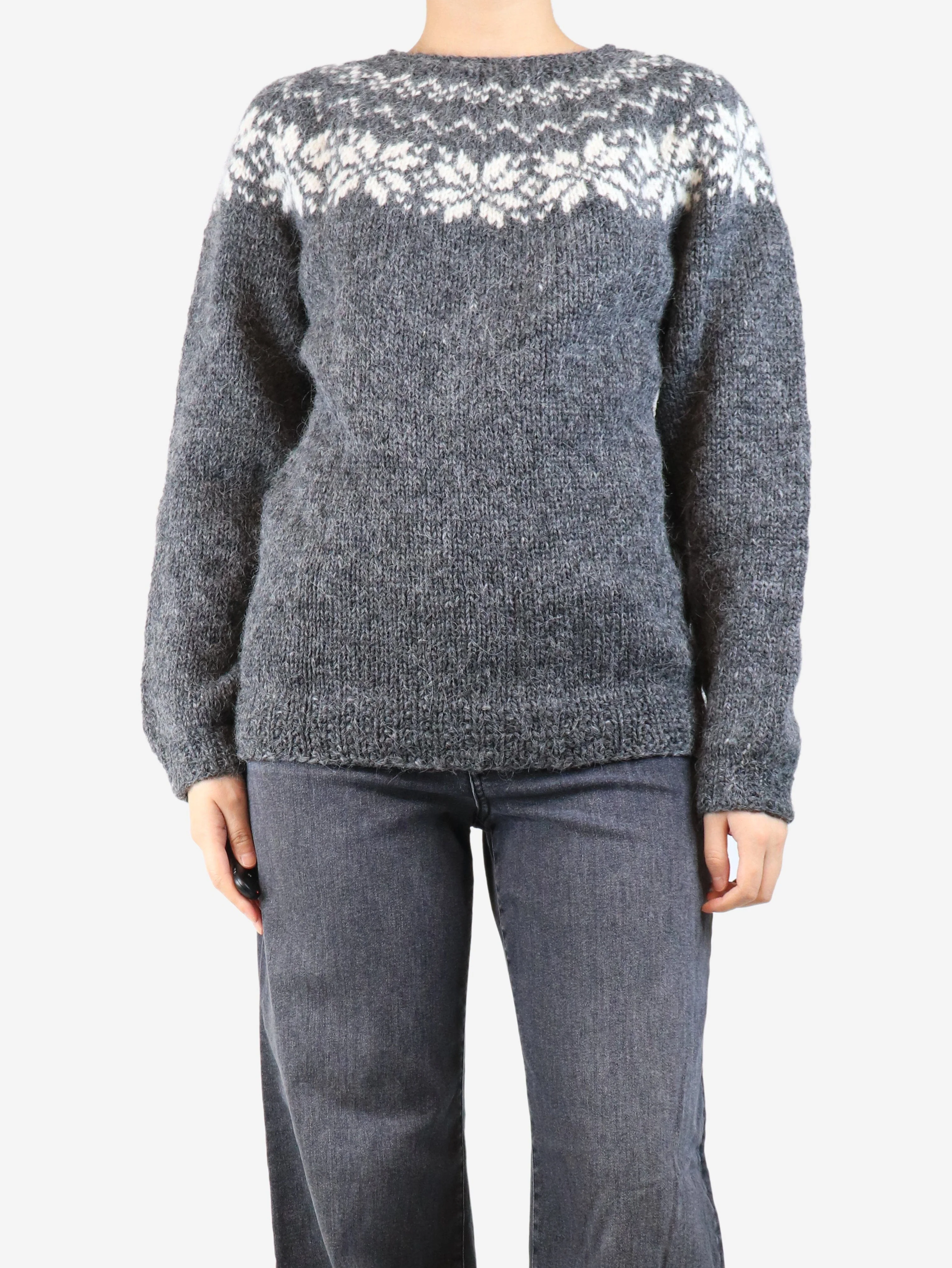 Grey Fairisle jumper - size UK 12