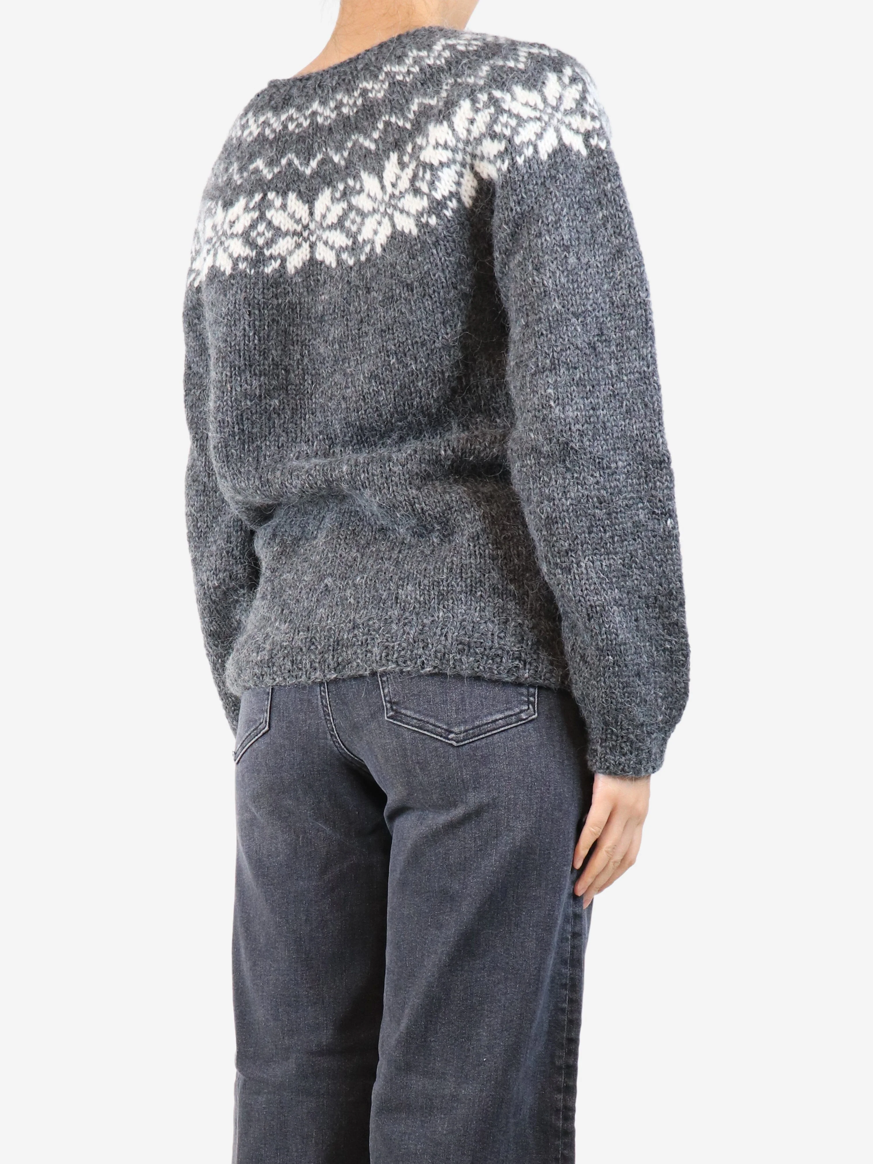 Grey Fairisle jumper - size UK 12 - Image 2