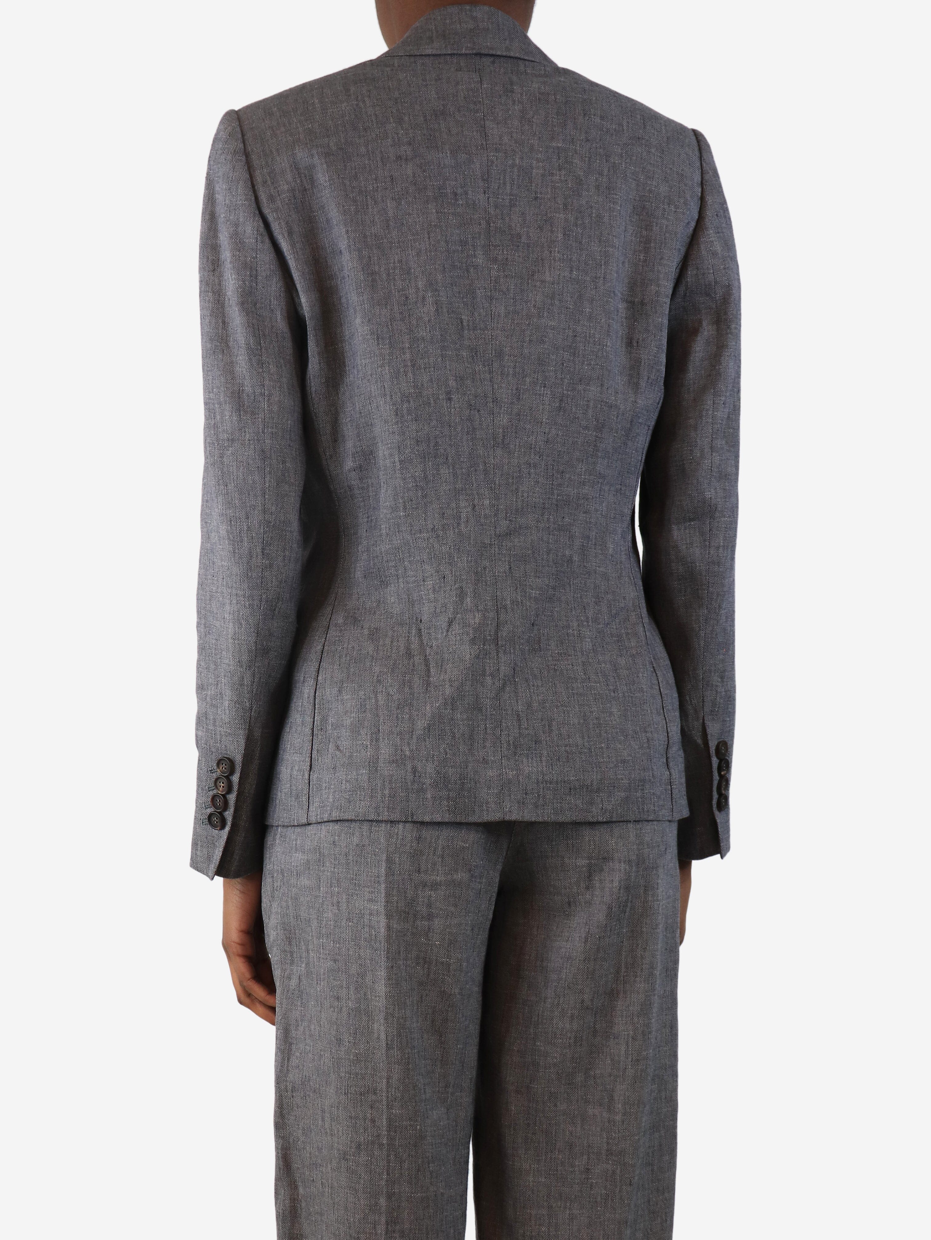 Grey linen fitted blazer - size UK 6 - Image 2