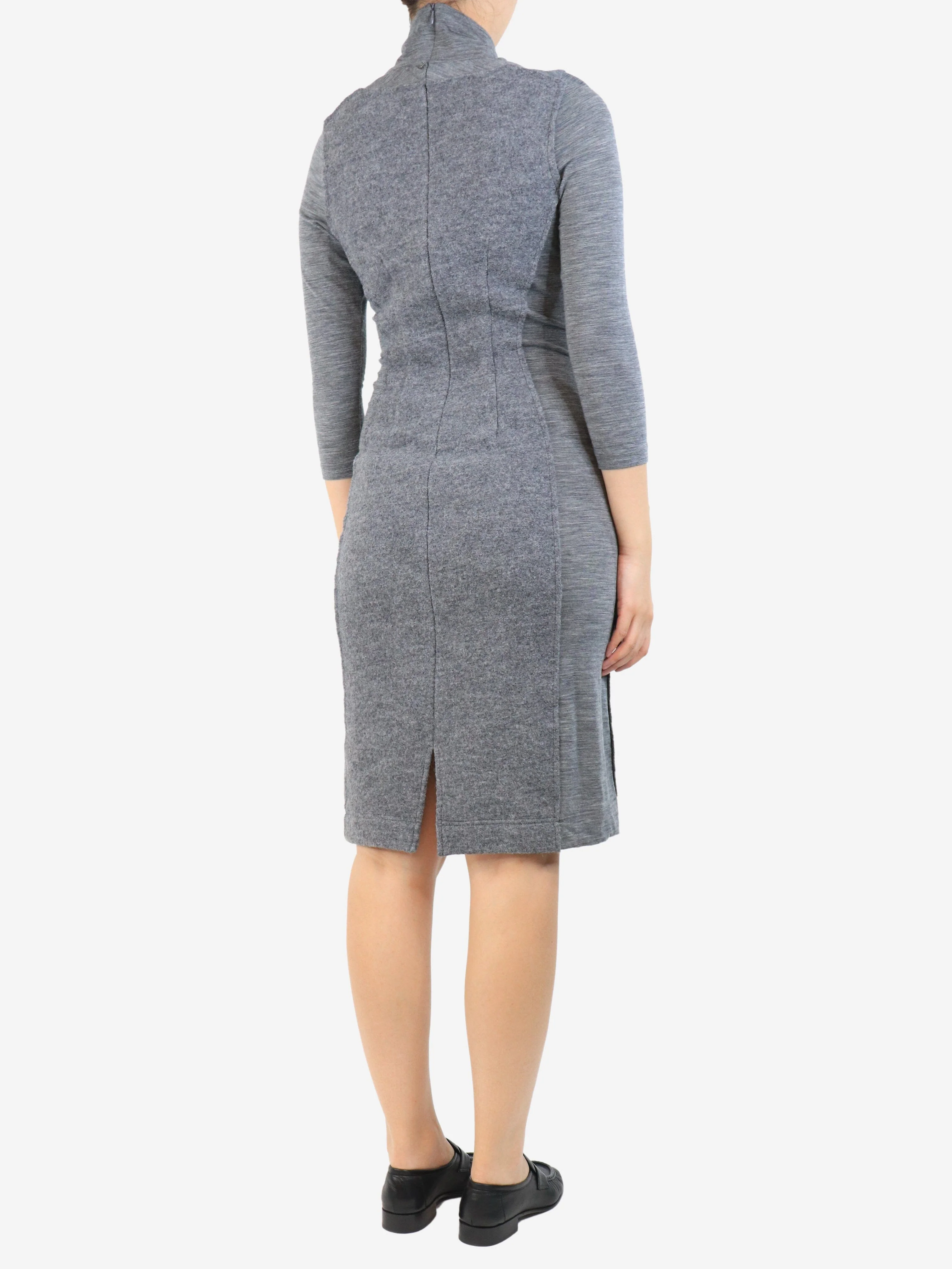 Grey mock-neck midi dress - size UK 8 - Image 2