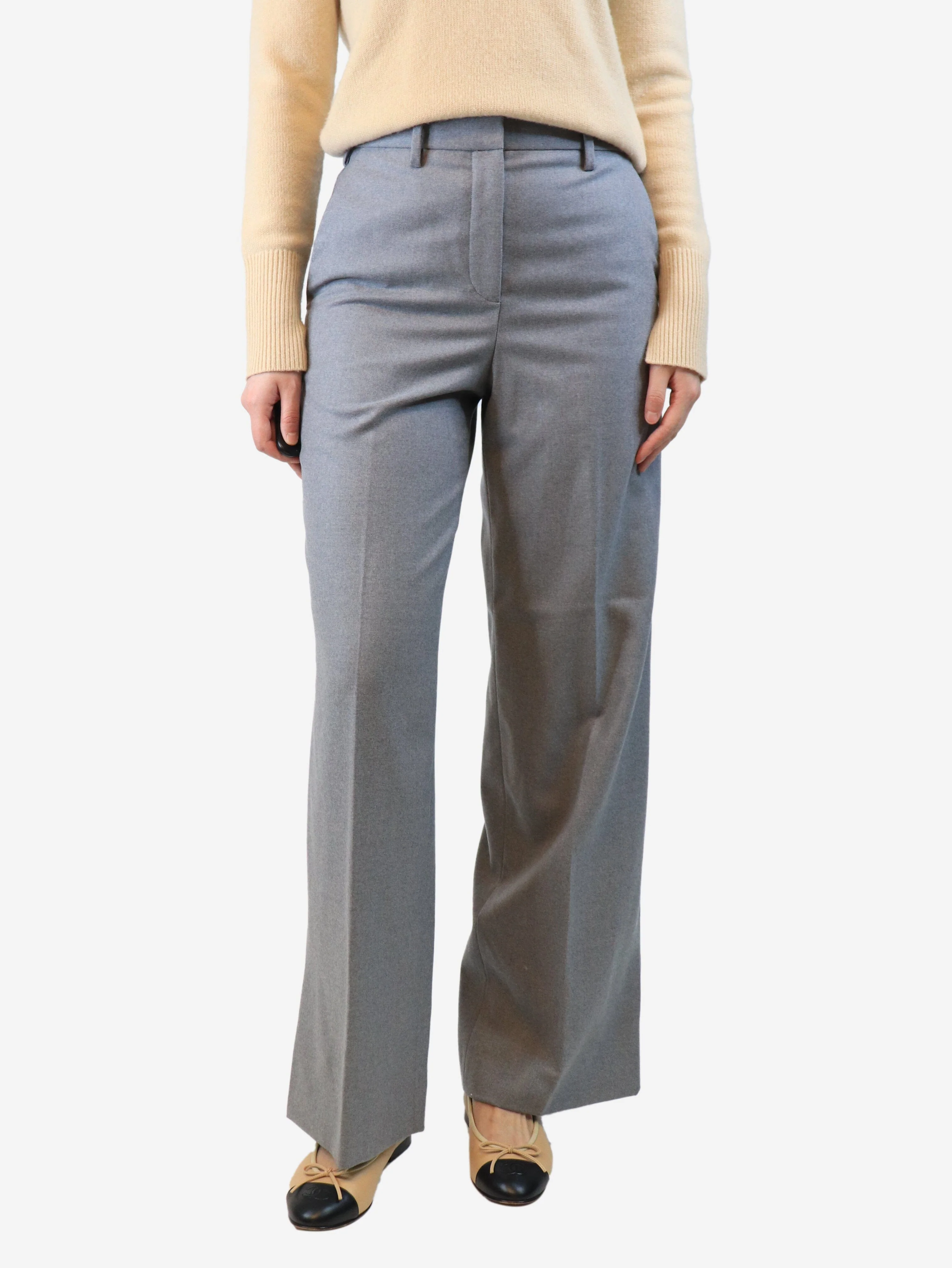 Grey straight-leg trousers - size UK 10