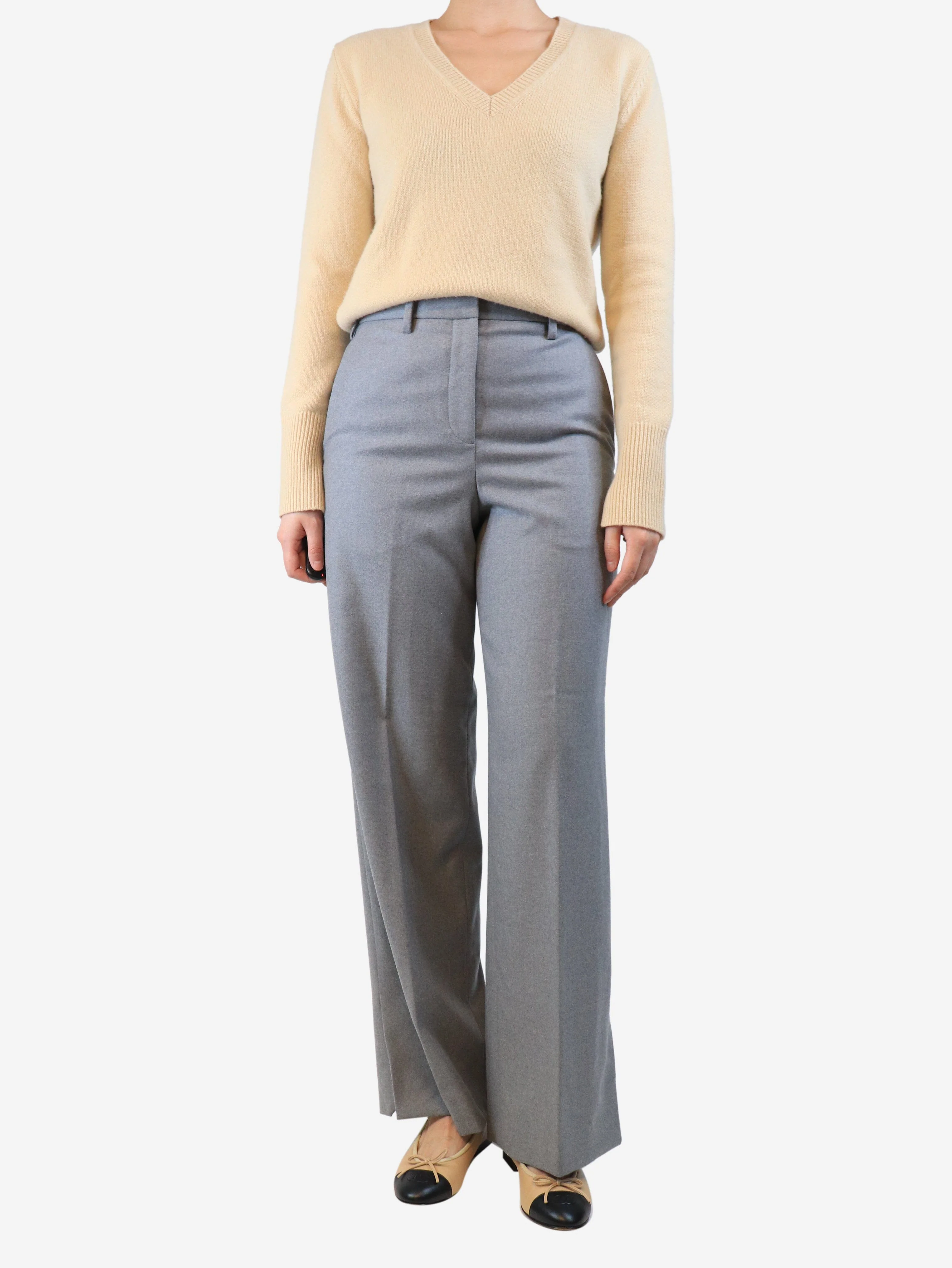 Grey straight-leg trousers - size UK 10 - Image 2