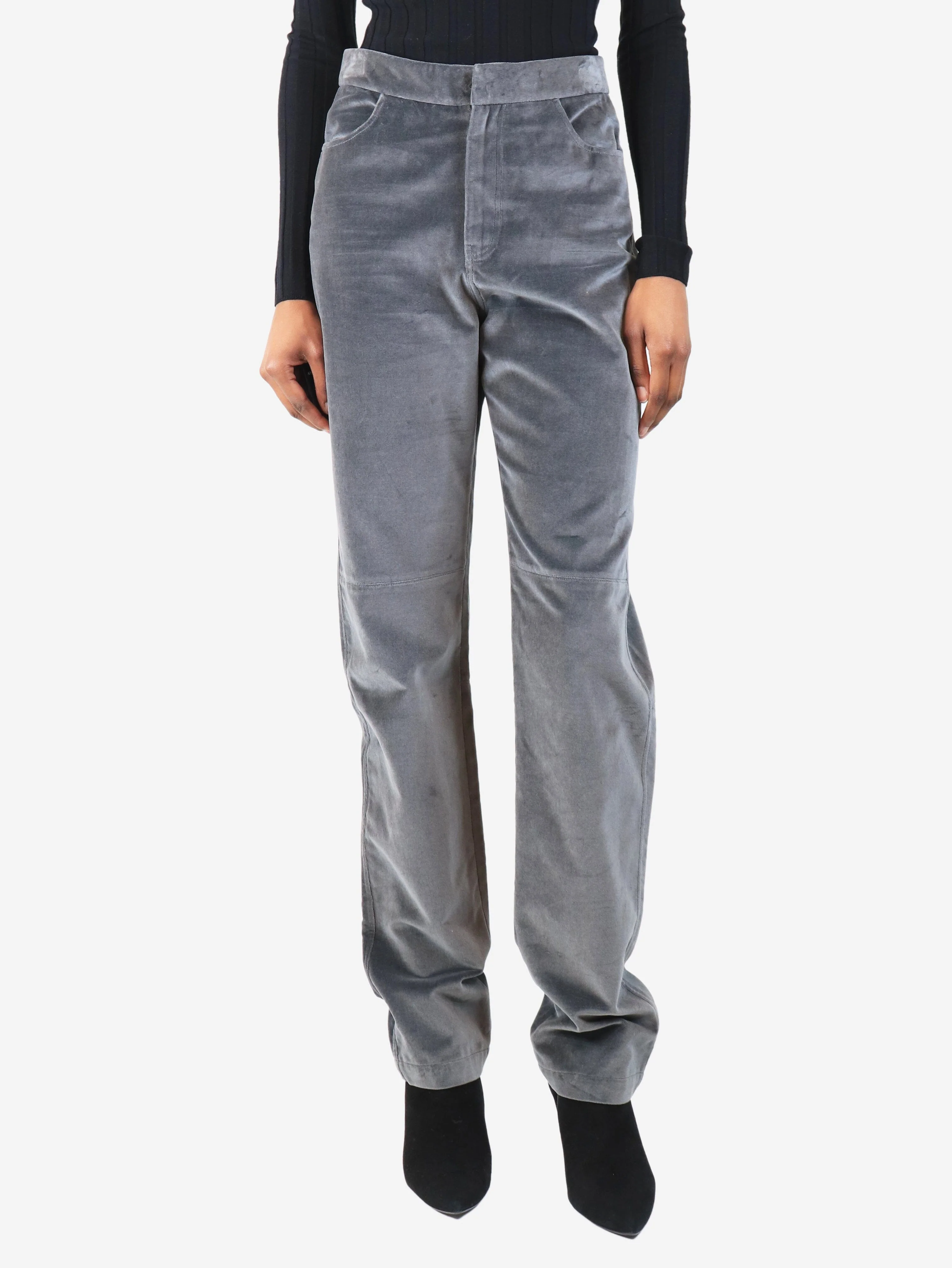 Grey velvet trousers - size S