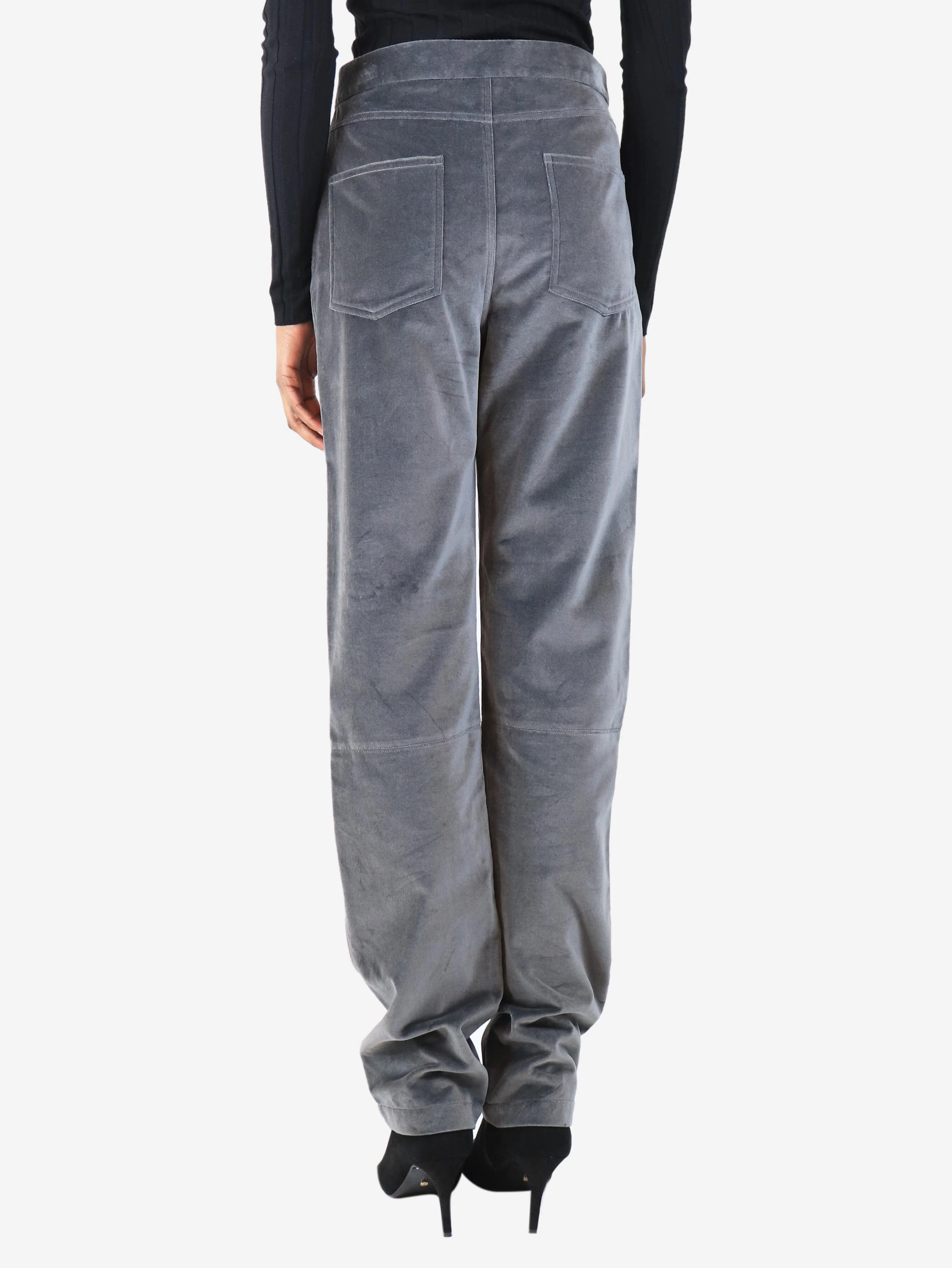 Grey velvet trousers - size S - Image 3
